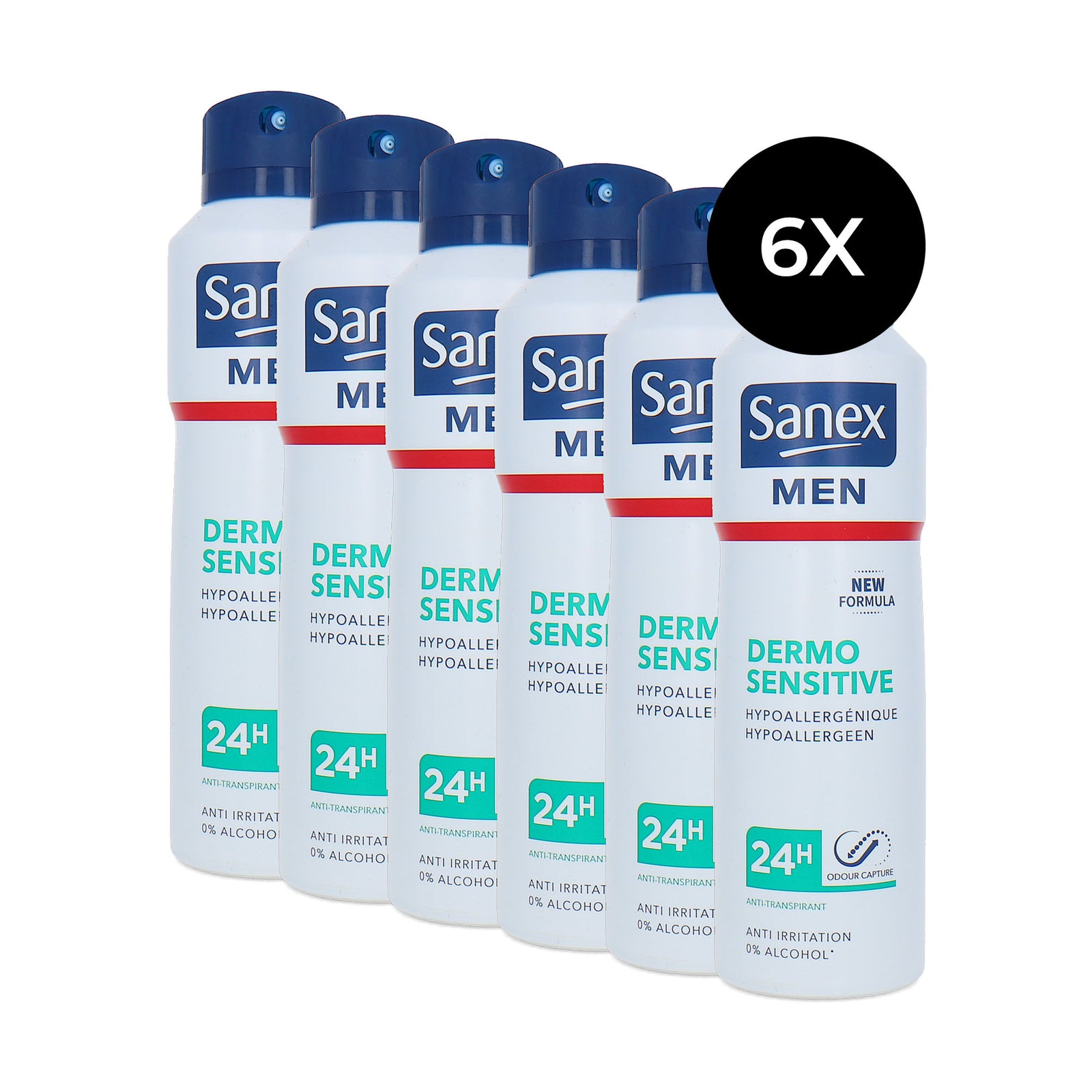 Sanex Men Dermo Sensitive Deodorant Spray - 6 x 200 ml