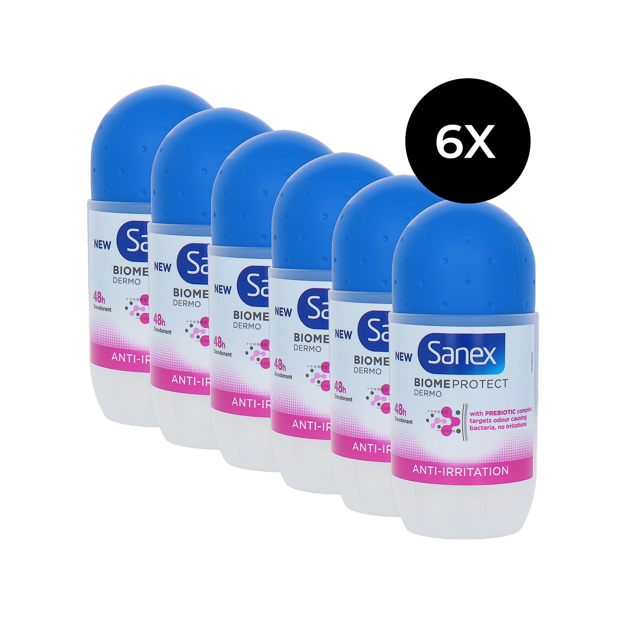 Sanex Biome Protect Dermo Anti-Irritation Deo Roller - 6 x 50 ml