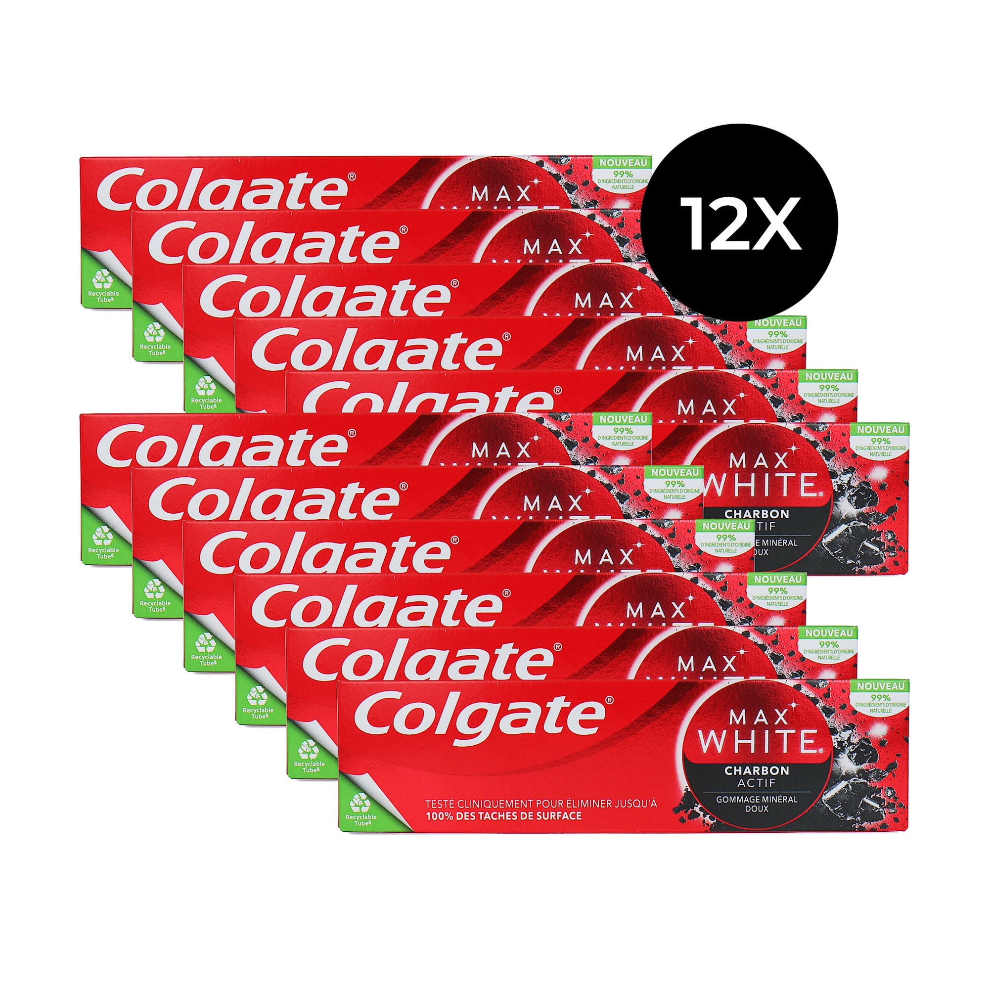 Colgate Max White Active Charcoal Toothpaste - 12 x 75 ml