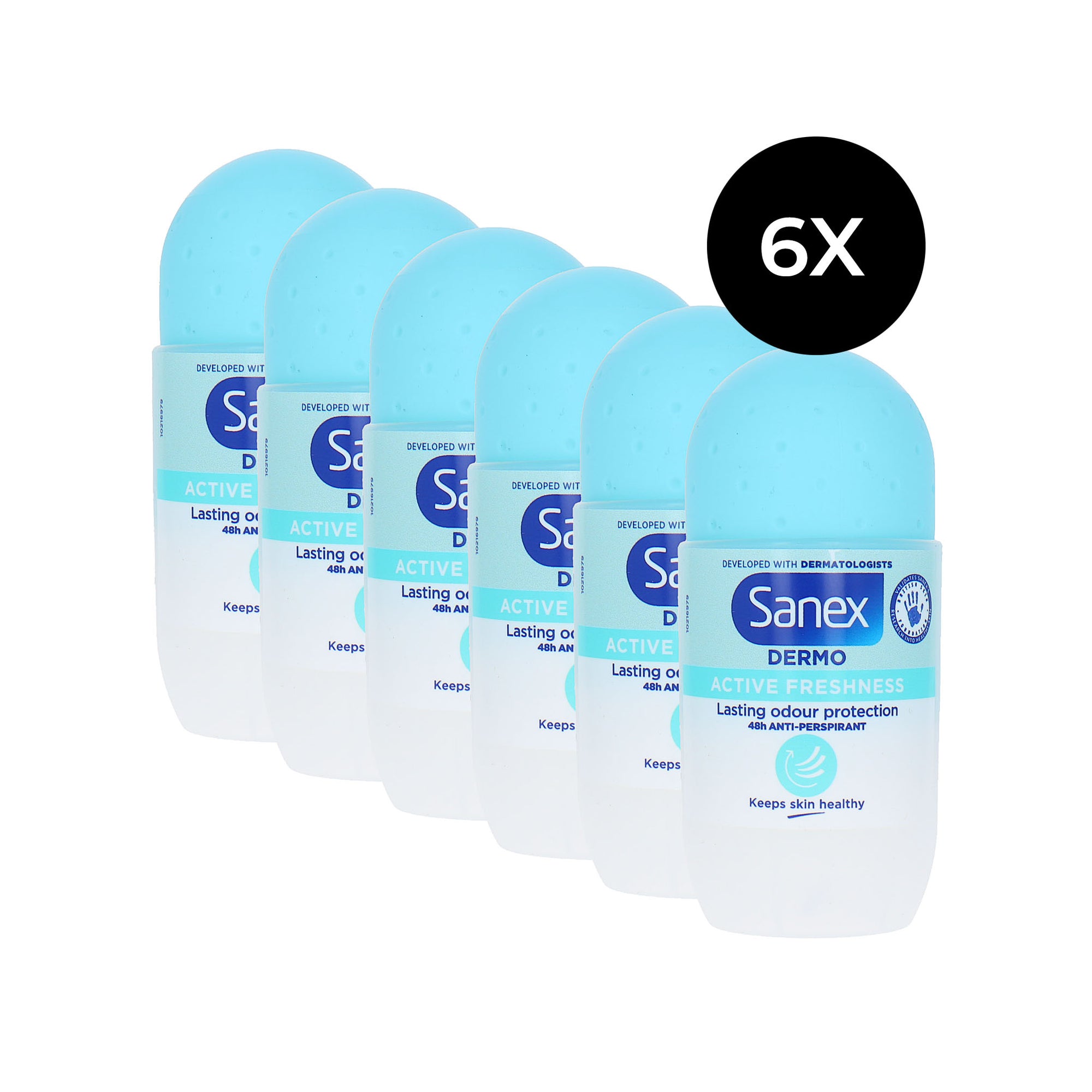 Sanex Dermo Active Freshness Deo Roller - 6 x 50 ml