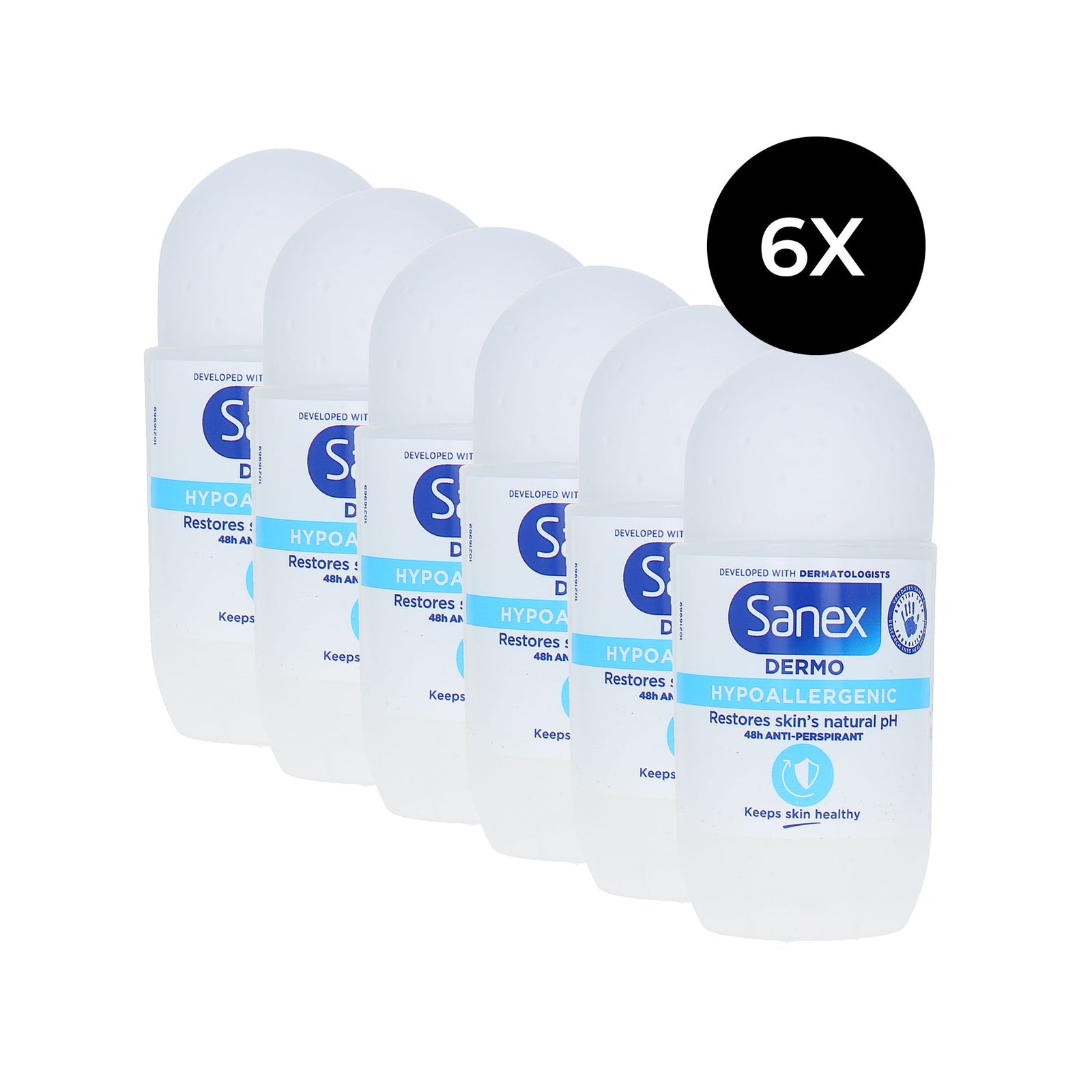 Sanex Dermo Hypo Allergenic Deo Roller - 6 x 50 ml