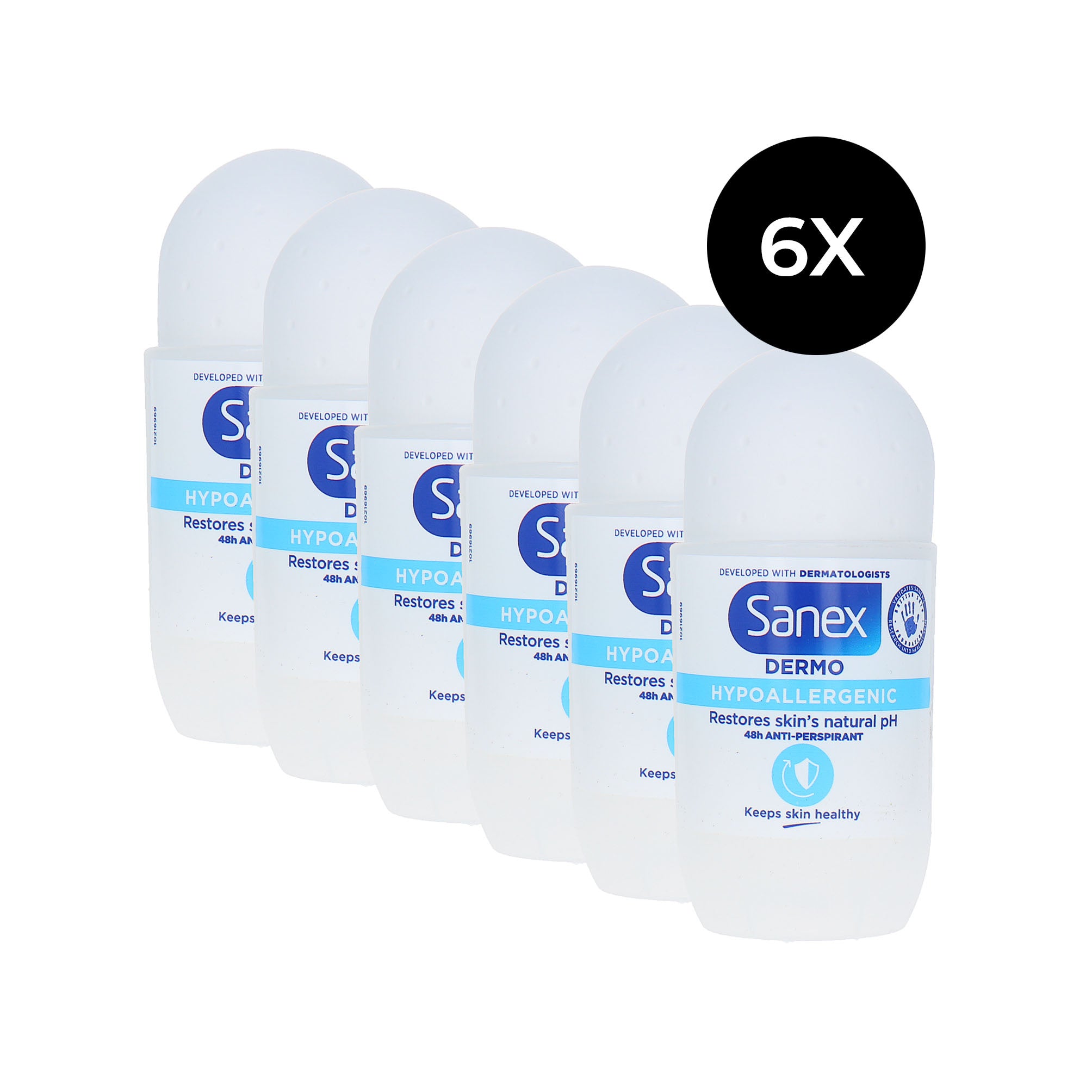 Sanex Dermo Hypo Allergenic Deo Roller - 6 x 50 ml