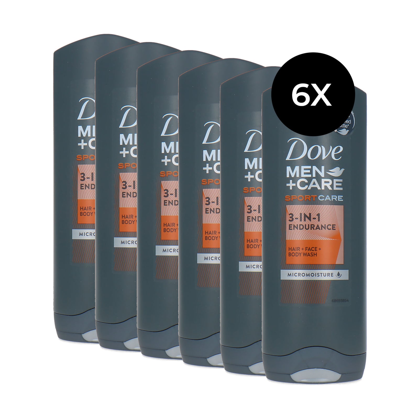 Dove Men + Care 3-in-1 Endurance Body + Face + Hair Wash - 6 x 250 ml