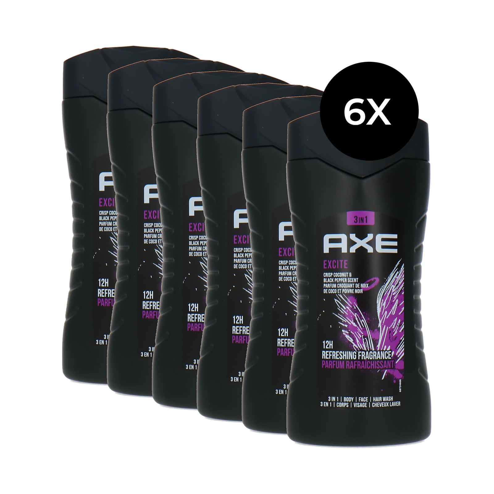Axe 3in1 Shower Gel Excite - 6 x 250 ml