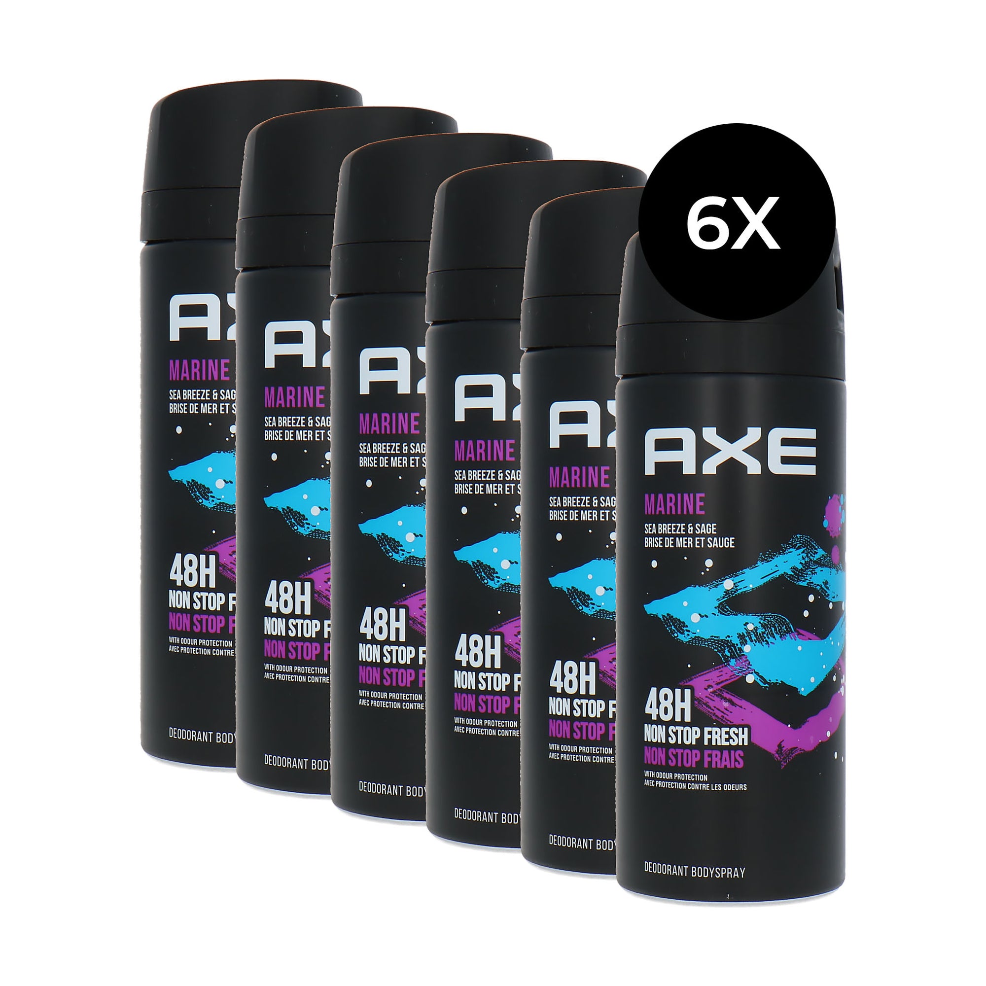 Axe 48 H Non Stop Fresh Deodorant Spray Marine - 6 x 150 ml