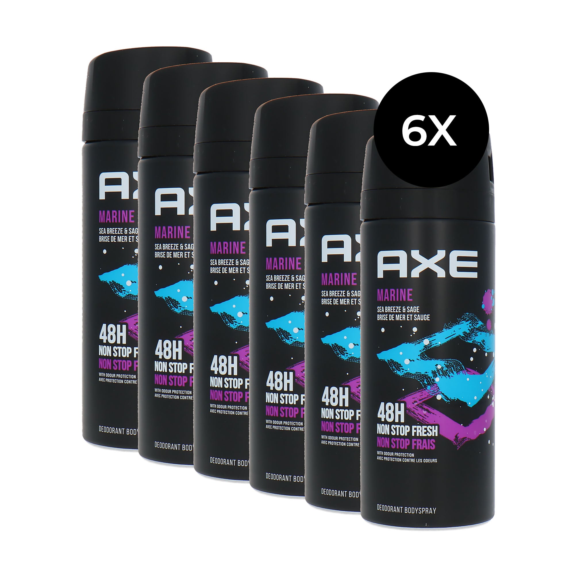Axe 48 H Non Stop Fresh Deodorant Spray Marine - 6 x 150 ml