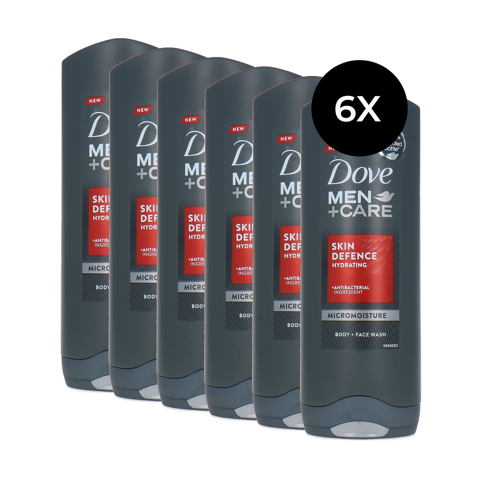 Dove Men + Care Skin Defence Body & Face Wash - 6 x 250 ml