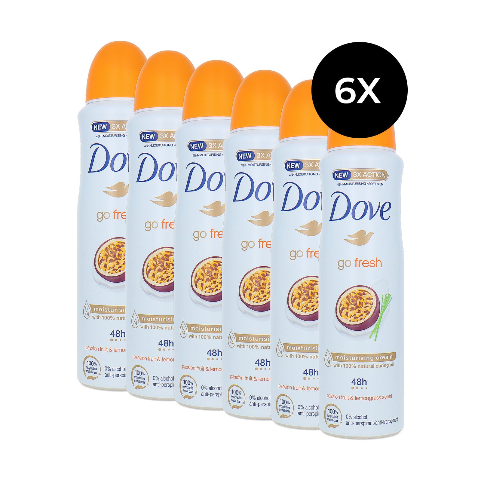 Dove Go Fresh Deodorant Spray Passion Fruit & Lemongrass - 6 x 150 ml