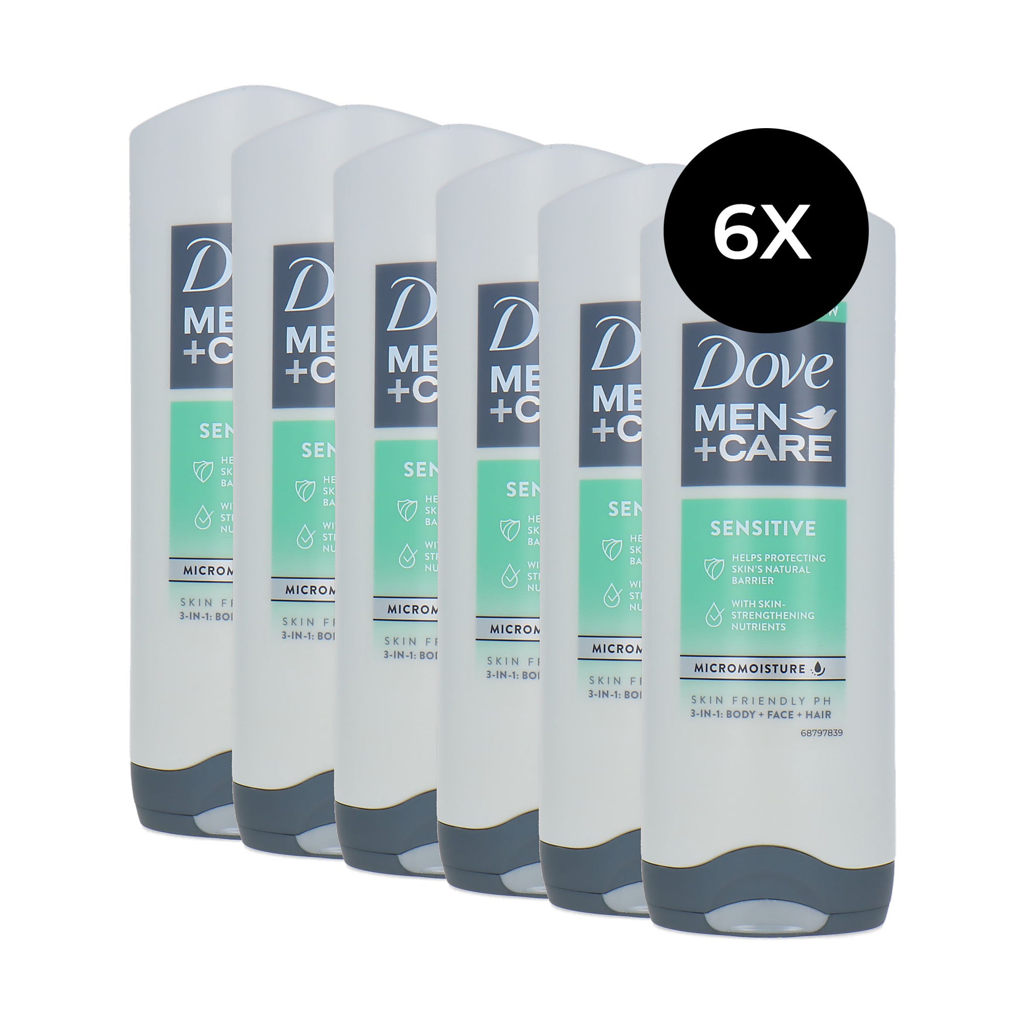 Dove Men + Care Sensitive Duschgel & Shampoo – 6 x 250 ml