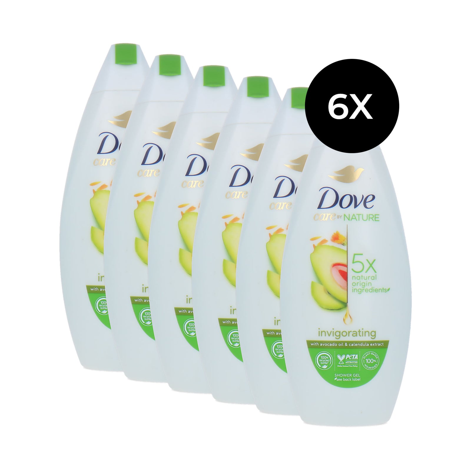 Dove Care By Nature Invigorating Shower Gel - 6 x 225 ml
