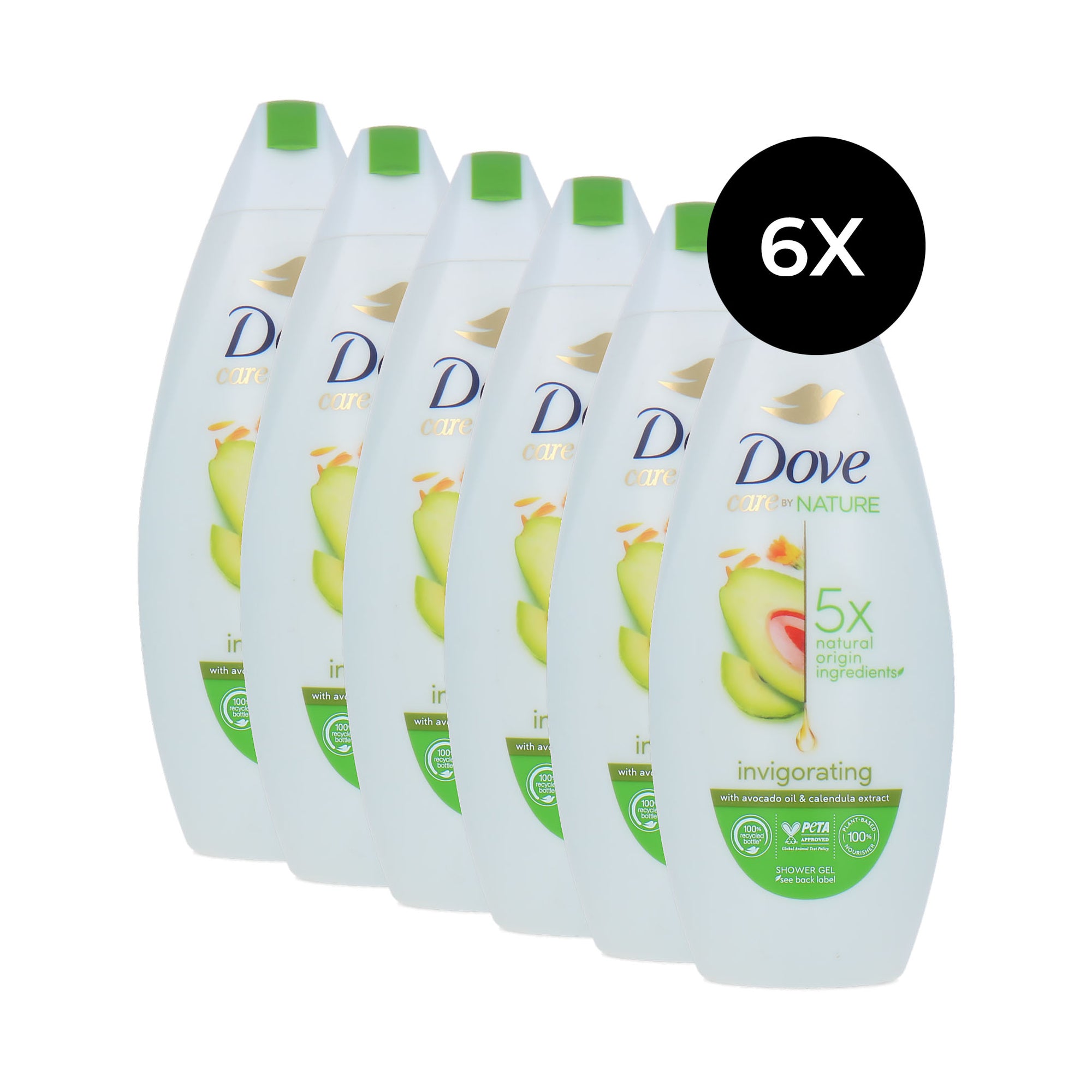 Dove Care By Nature Invigorating Shower Gel - 6 x 225 ml