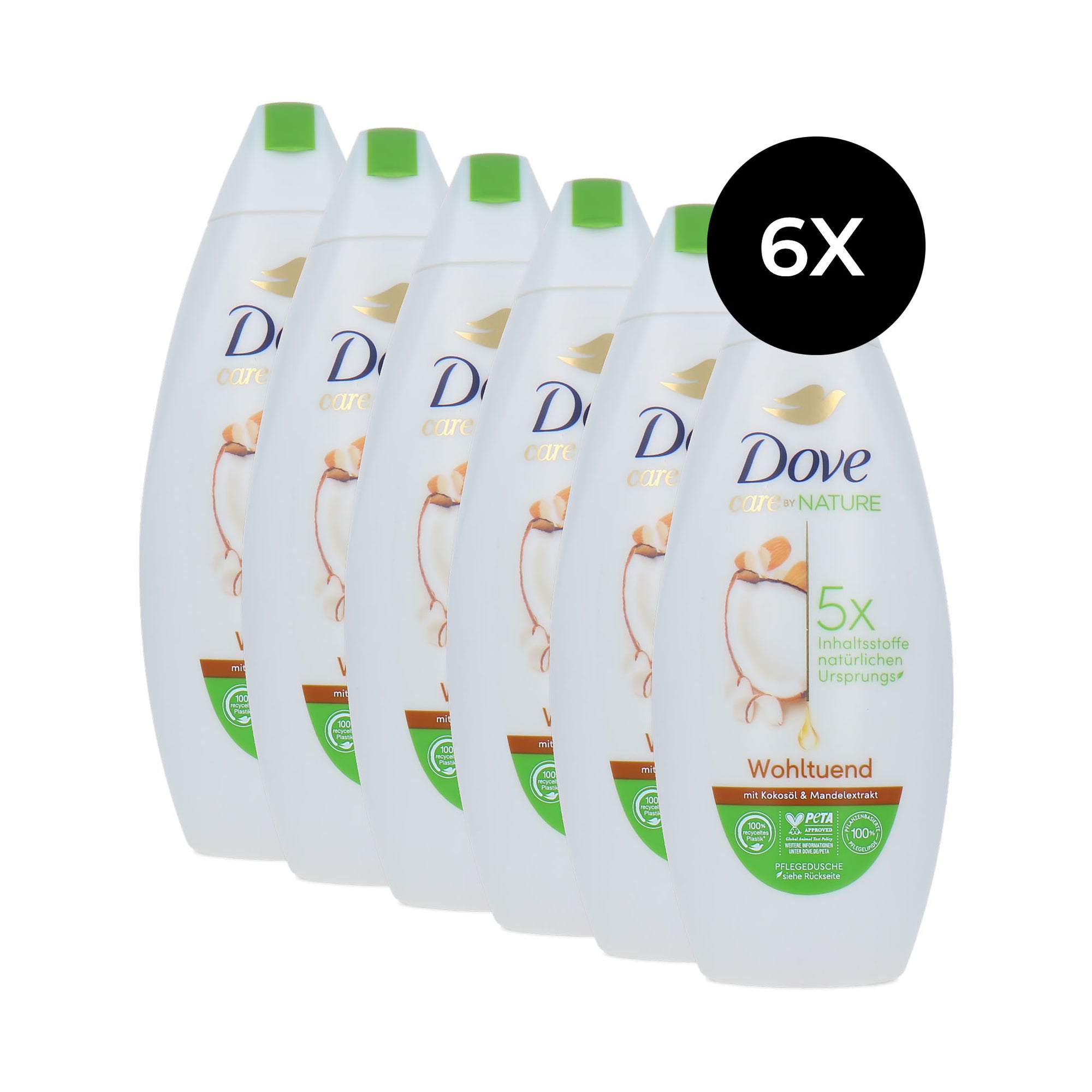 Dove Care By Nature Soothing Shower Gel - 6 x 225 ml