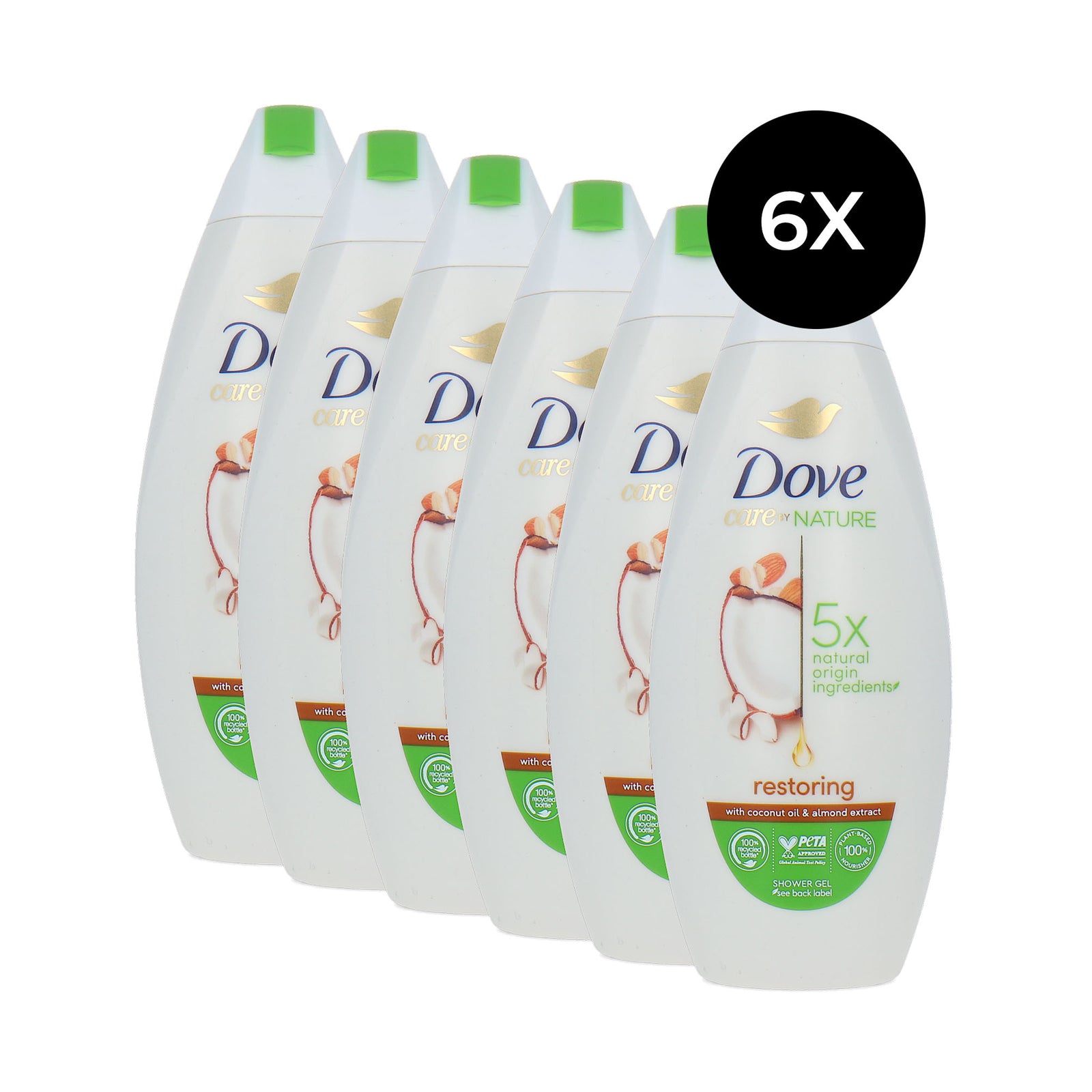 Dove Care By Nature Restoring Shower Gel - 6 x 225 ml