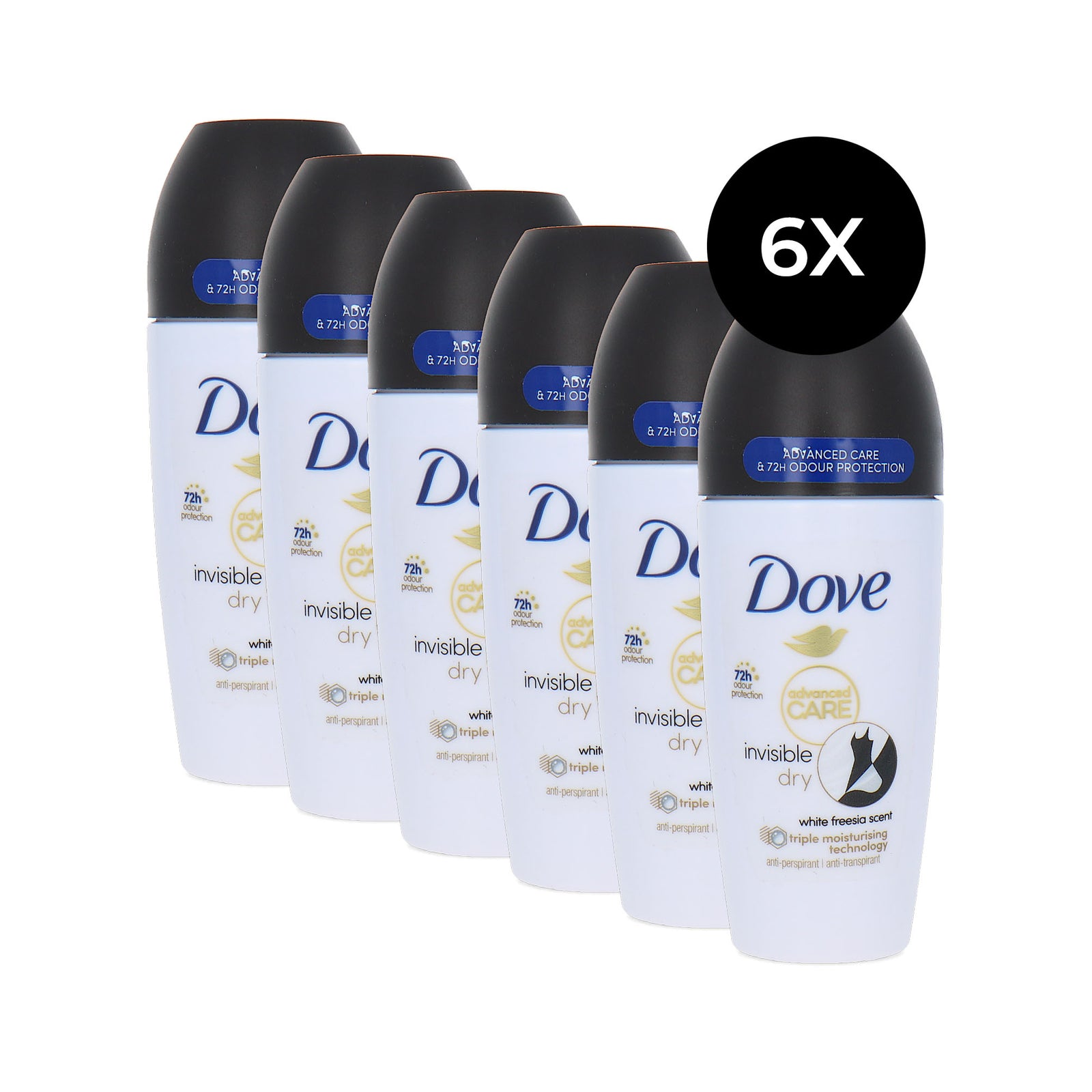 Dove Advanced Care Invisible Dry Deo Roller - 6 x 50 ml