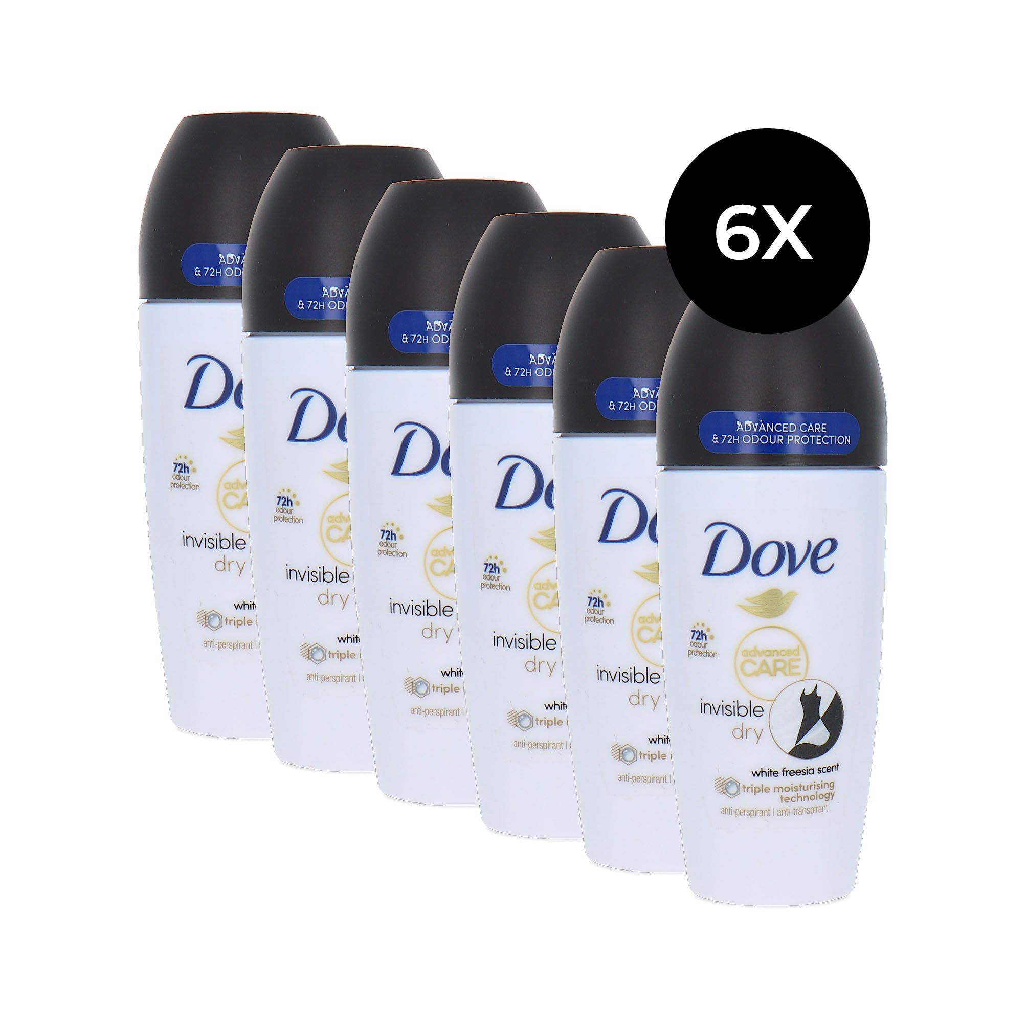 Dove Advanced Care Invisible Dry Deo Roller - 6 x 50 ml