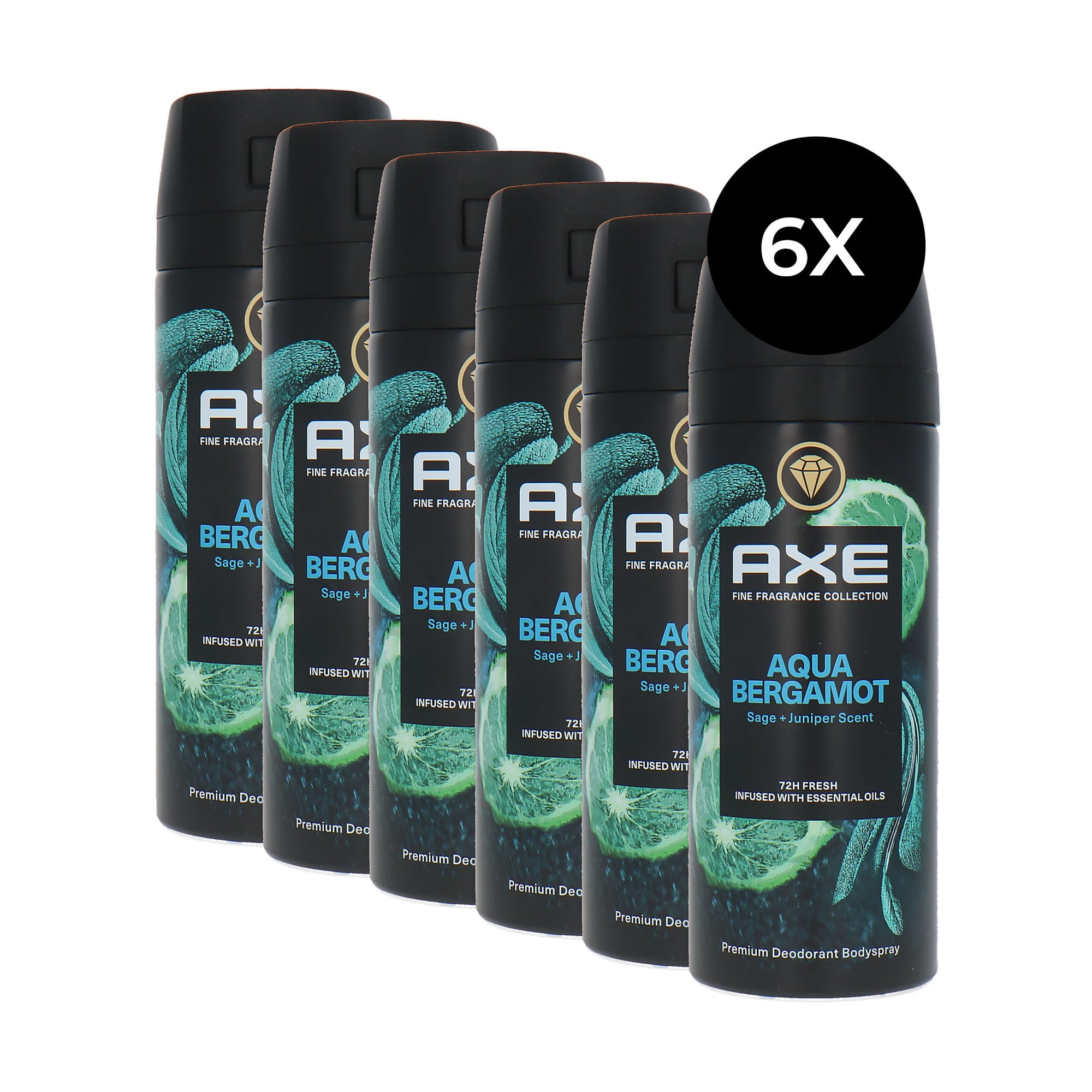 Axe Aqua Bergamot Deodorant Spray - 6 x 150 ml