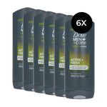 Dove Men + Care Sport Care Active Fresh Body, Face & Hair Wash - 6 x 400 ml
