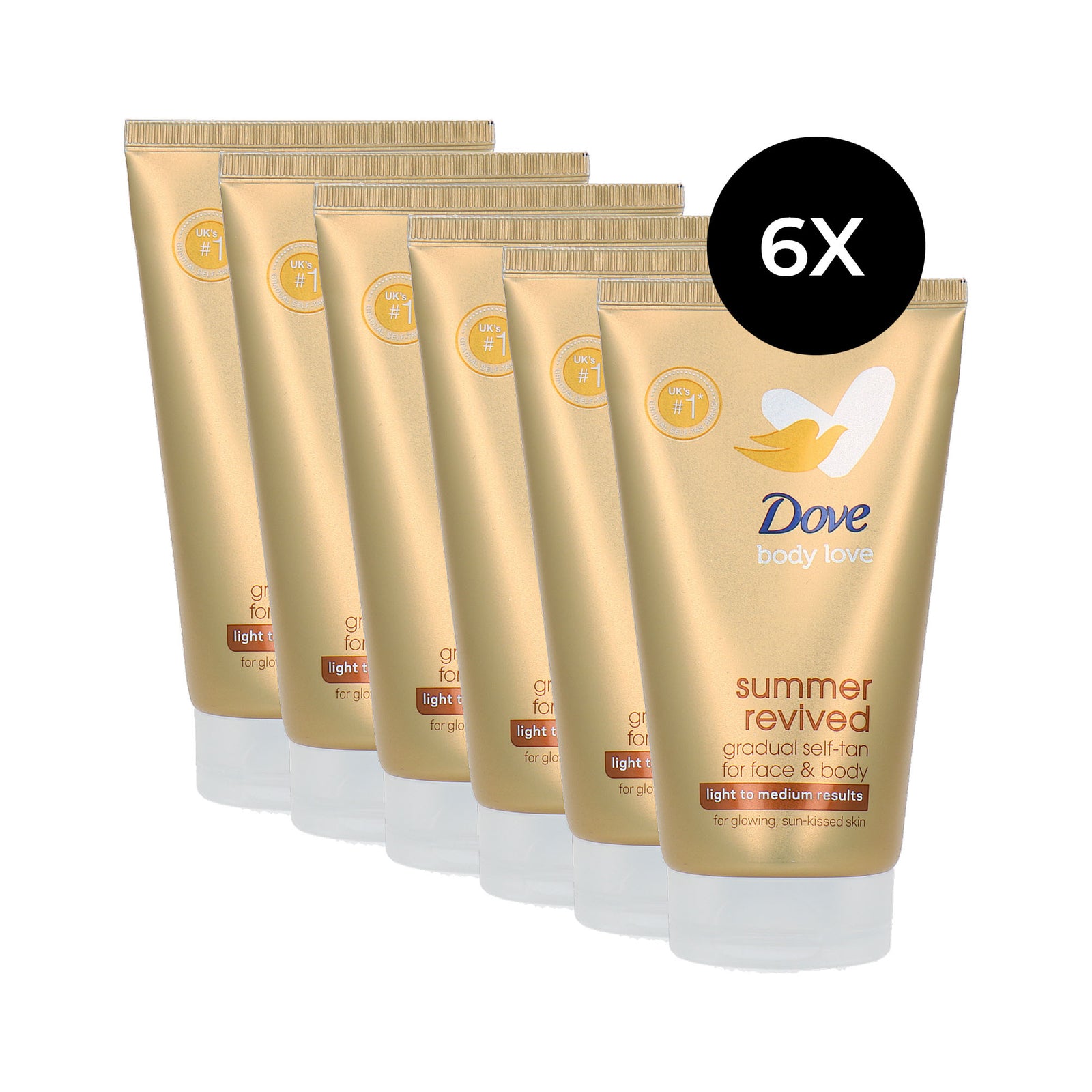 Dove Summer Revived Gradual Self-tan For Face & Body 6 x 75 ml - light to medium
