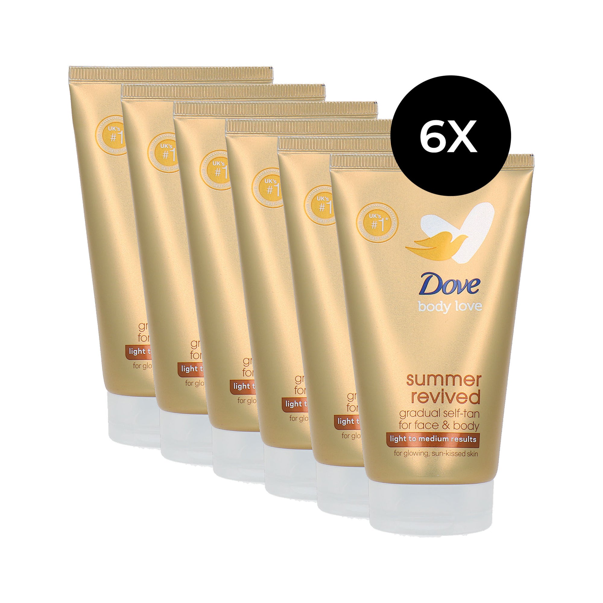 Dove Summer Revived Gradual Self-tan For Face & Body 6 x 75 ml - light to medium