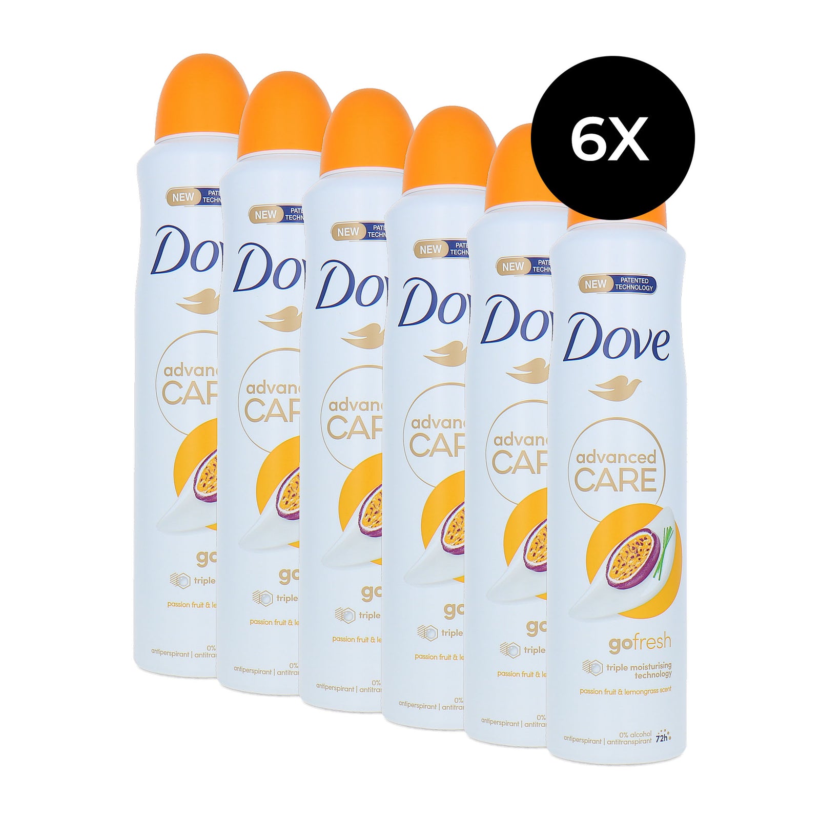 Dove Advanced Care Go Fresh Deodorant Spray Passion Fruit & Lemongrass - 6 x 250 ml