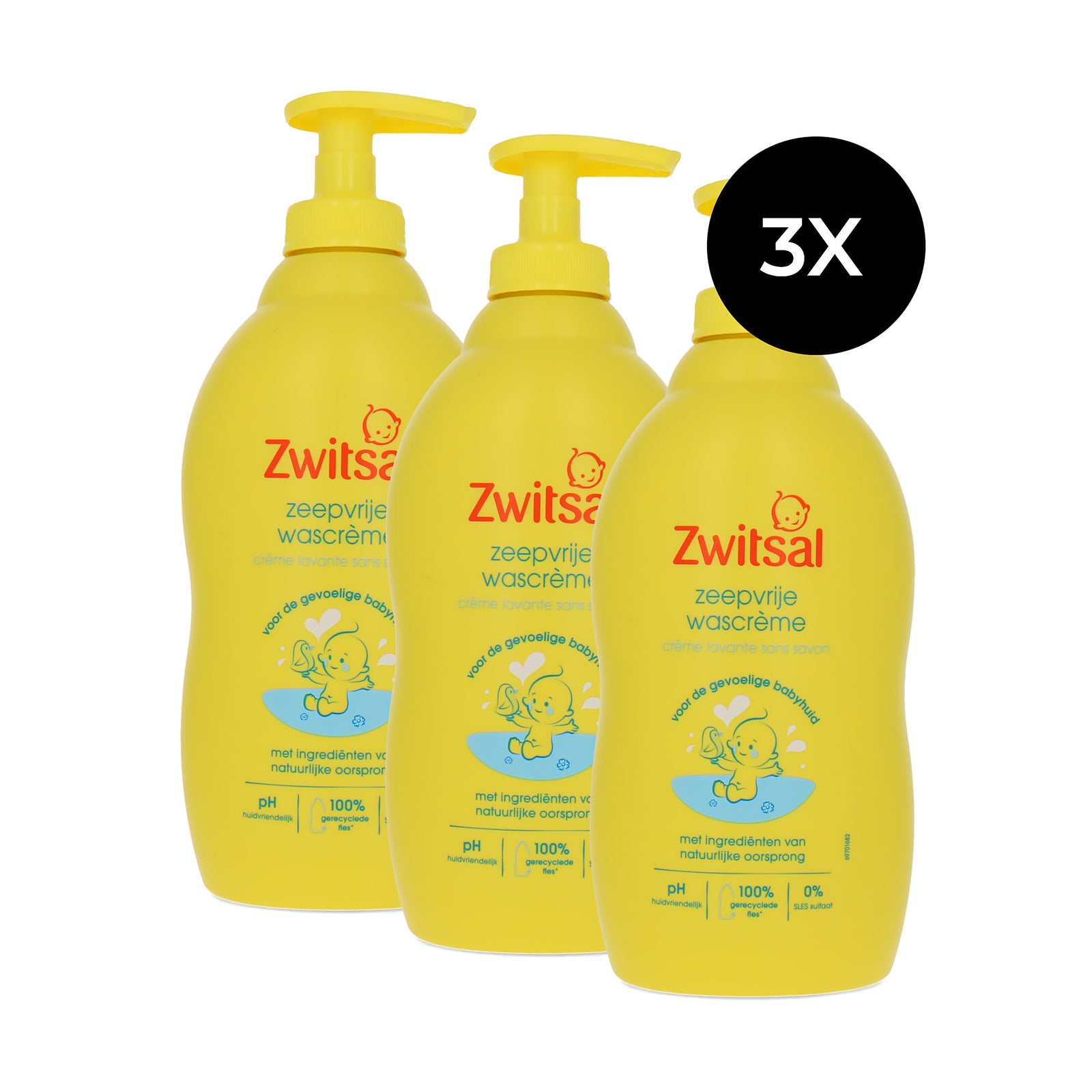 Zwitsal Zeepvrije Wascrème - 3 x 400 ml