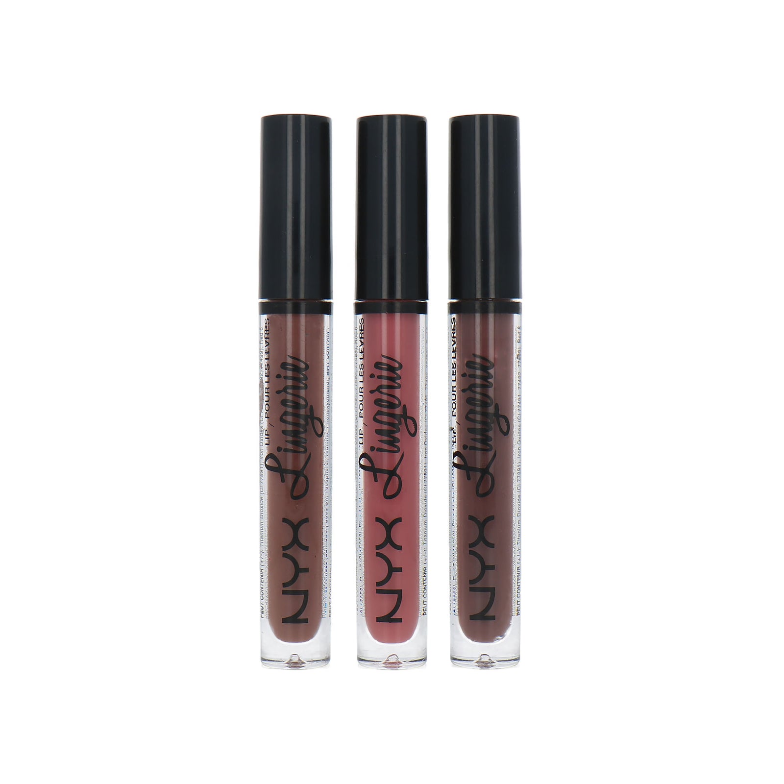 NYX Lip Lingerie Liquid Lipstick - Teddy/Bedtime/Beauty Mark (set van 3)
