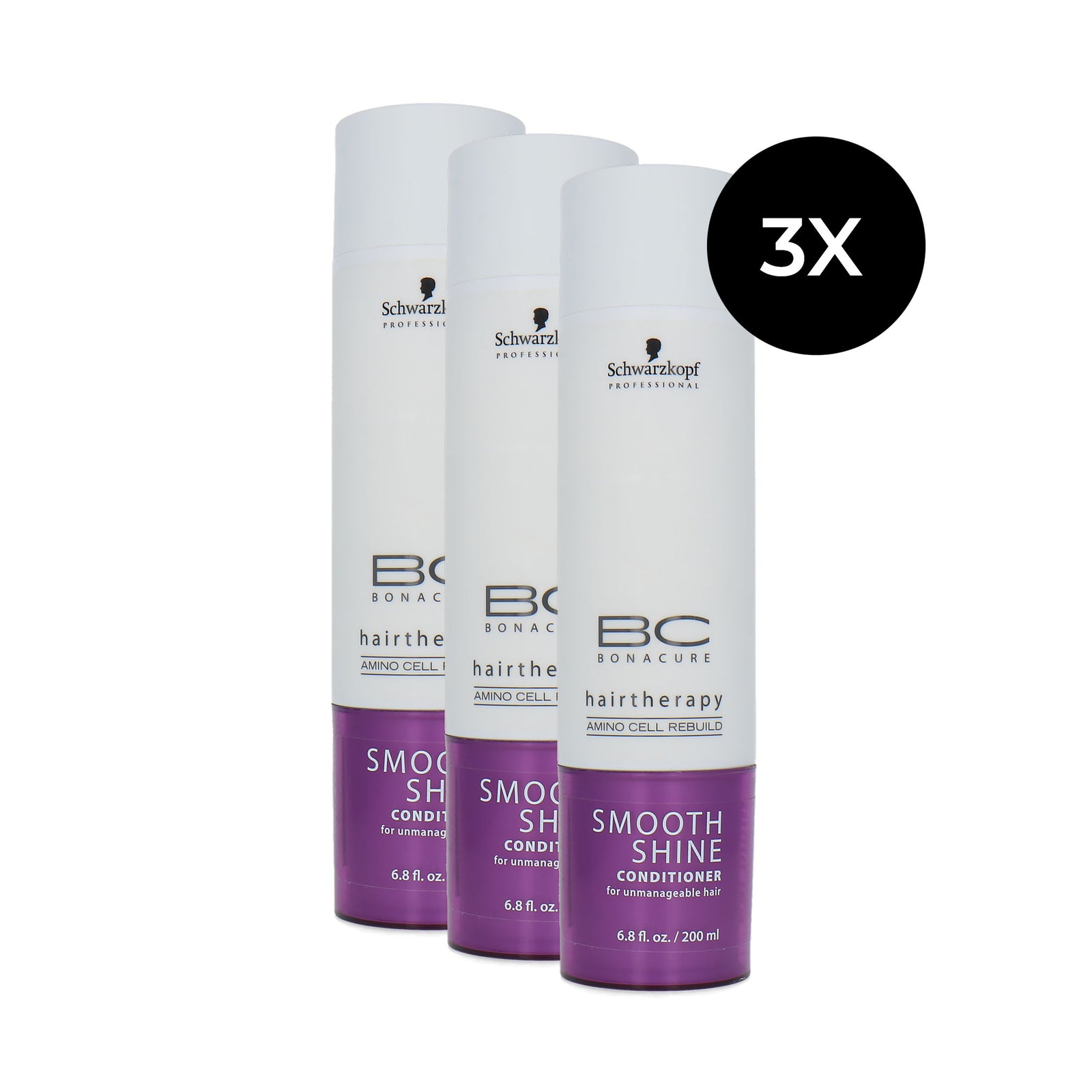 Schwarzkopf Bonacure Hairtherapy Smooth Shine Conditioner - 3 x 200 ml