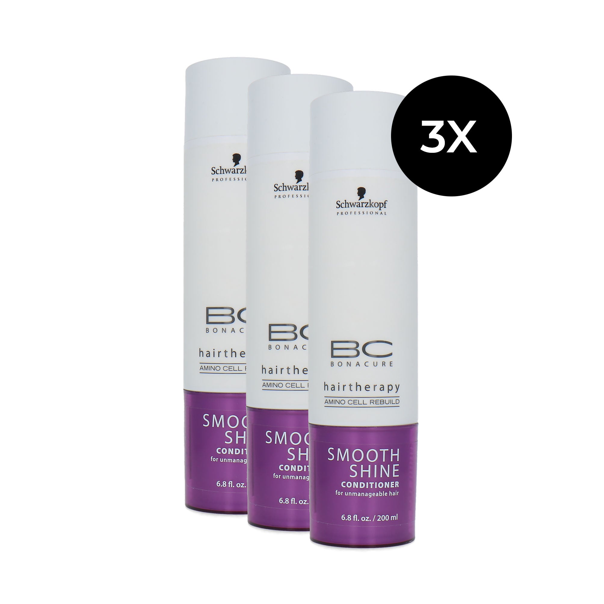 Schwarzkopf Bonacure Hairtherapy Smooth Shine Conditioner - 3 x 200 ml