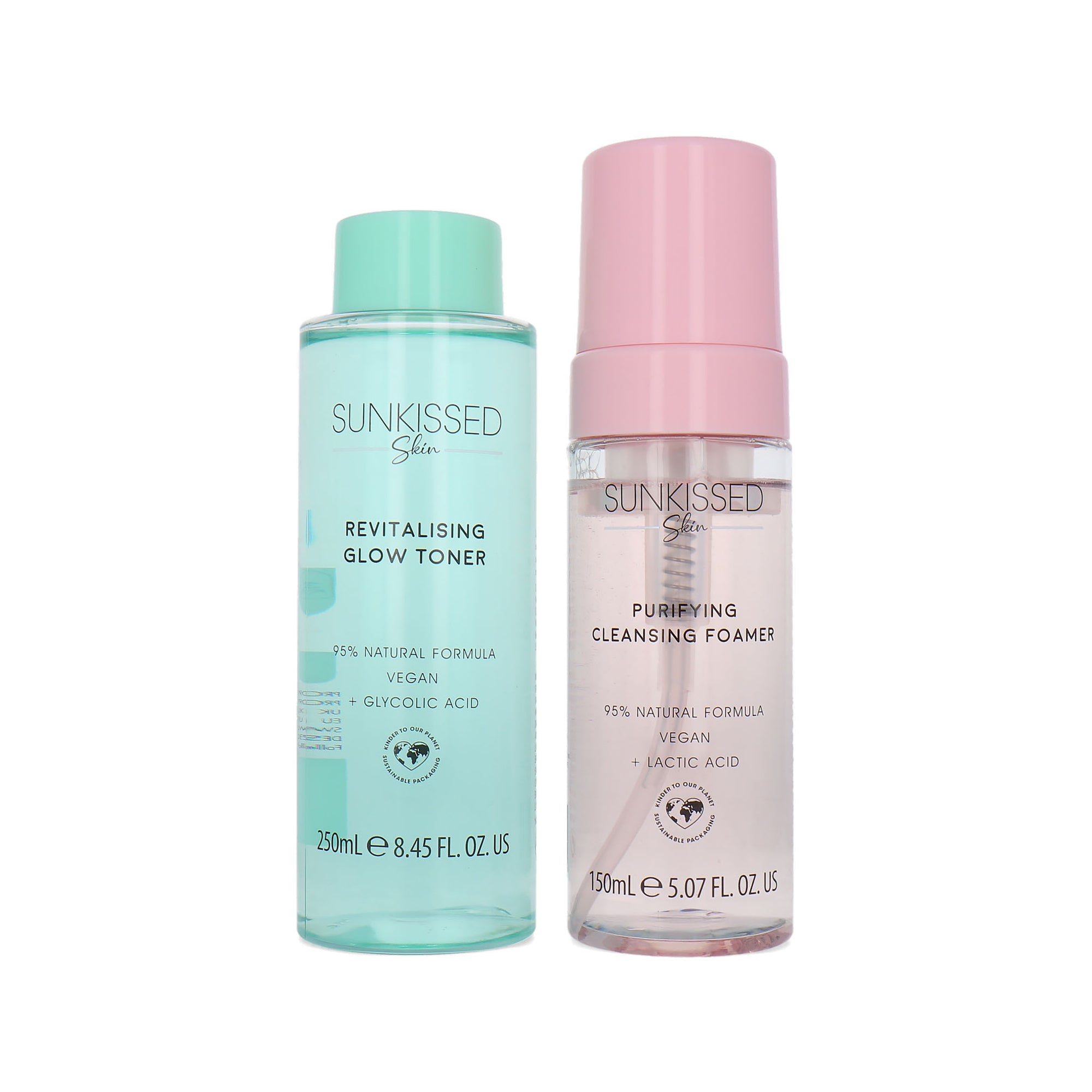 Sunkissed Purifying Cleansing Foamer + Revitalising Glow Toner - 150 ml - 250 ml