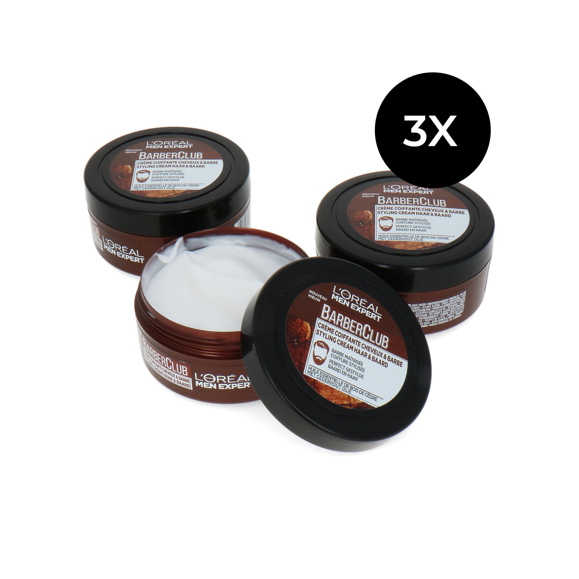 L'Oréal Men Expert BarberClub Styling Cream - 75 ml (set van 3)