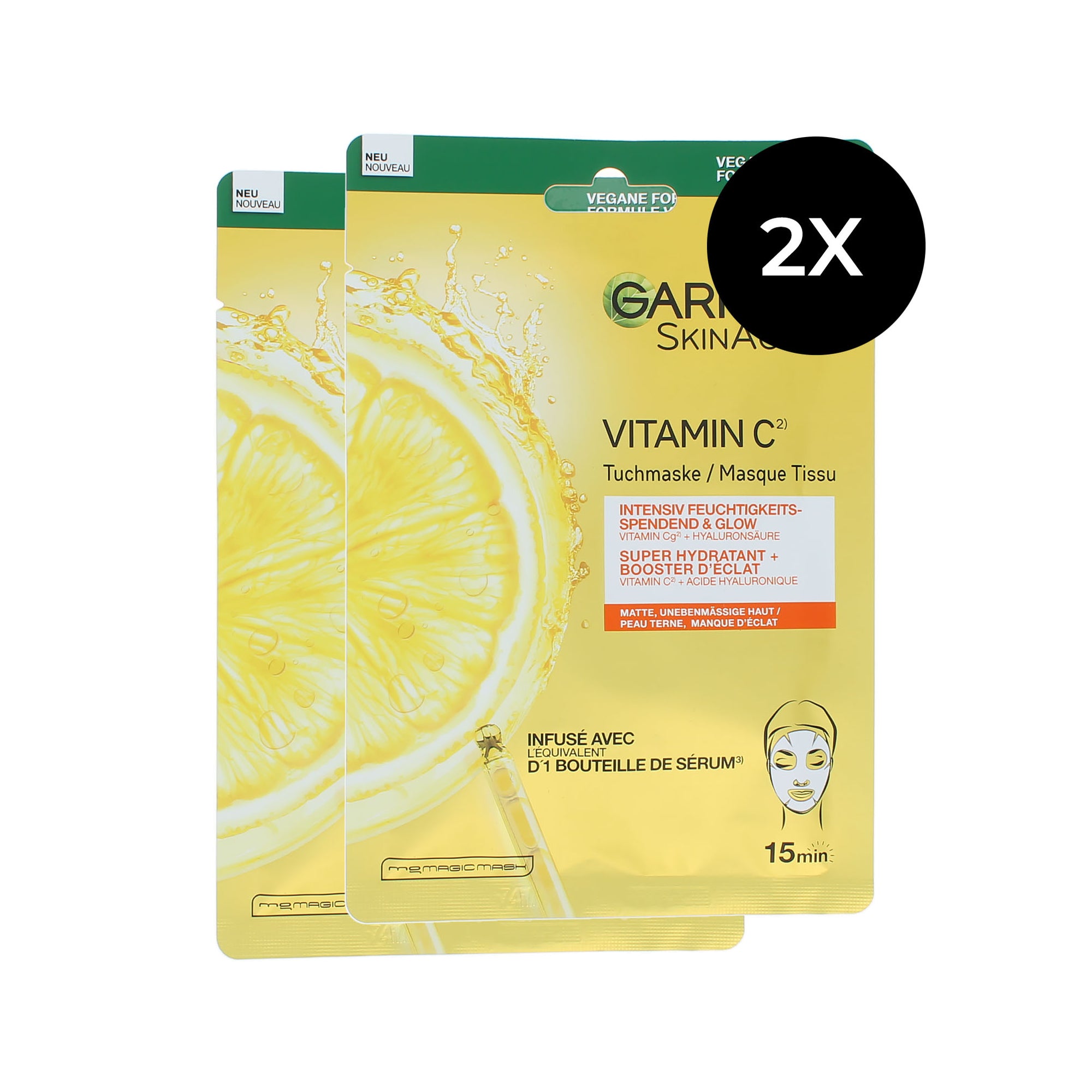 Garnier Skin Active Vitamin C Super Hydrating Masker - 28 g (set van 2)