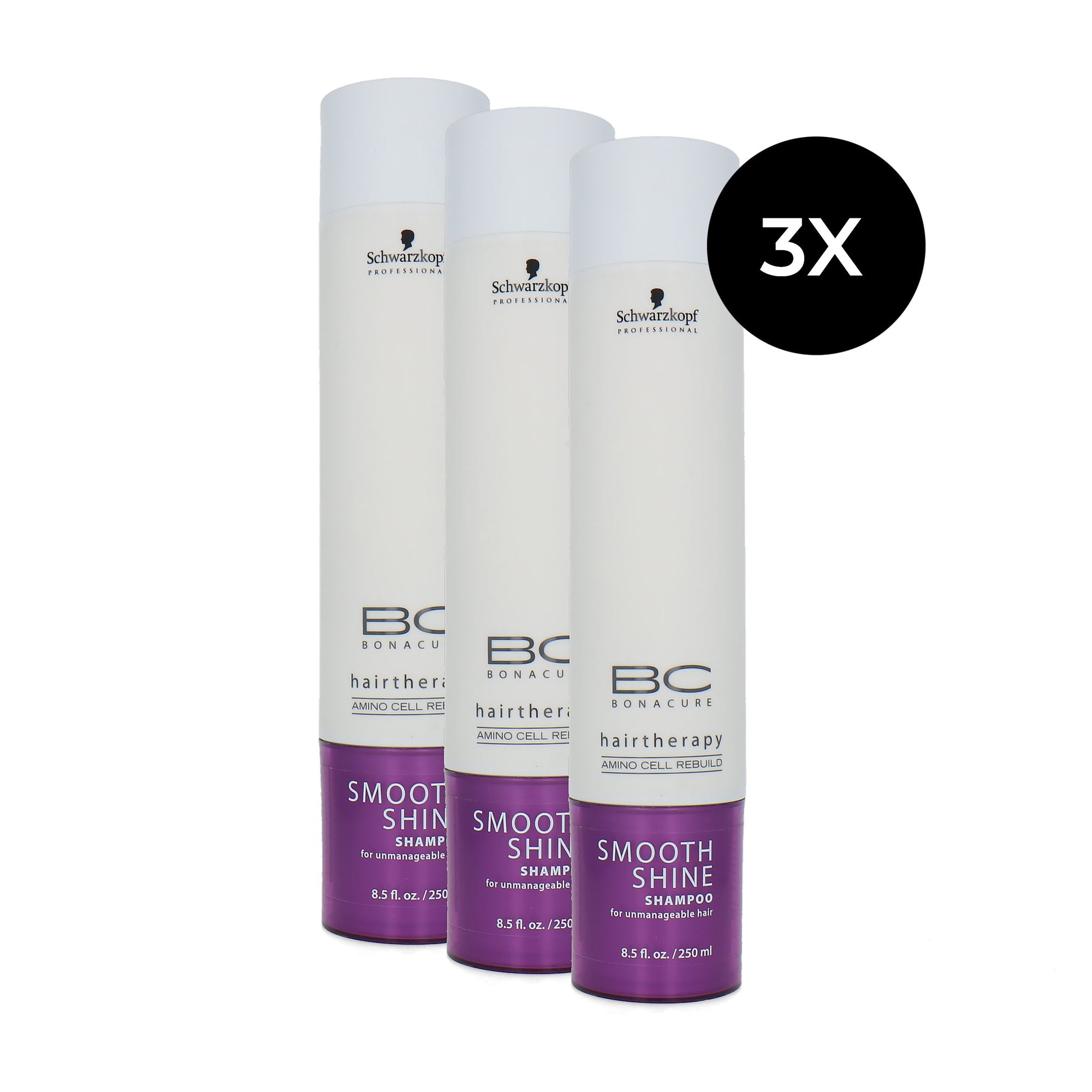 Schwarzkopf Bonacure Hairtherapy Smooth Shine Shampoo - 3x 250 ml