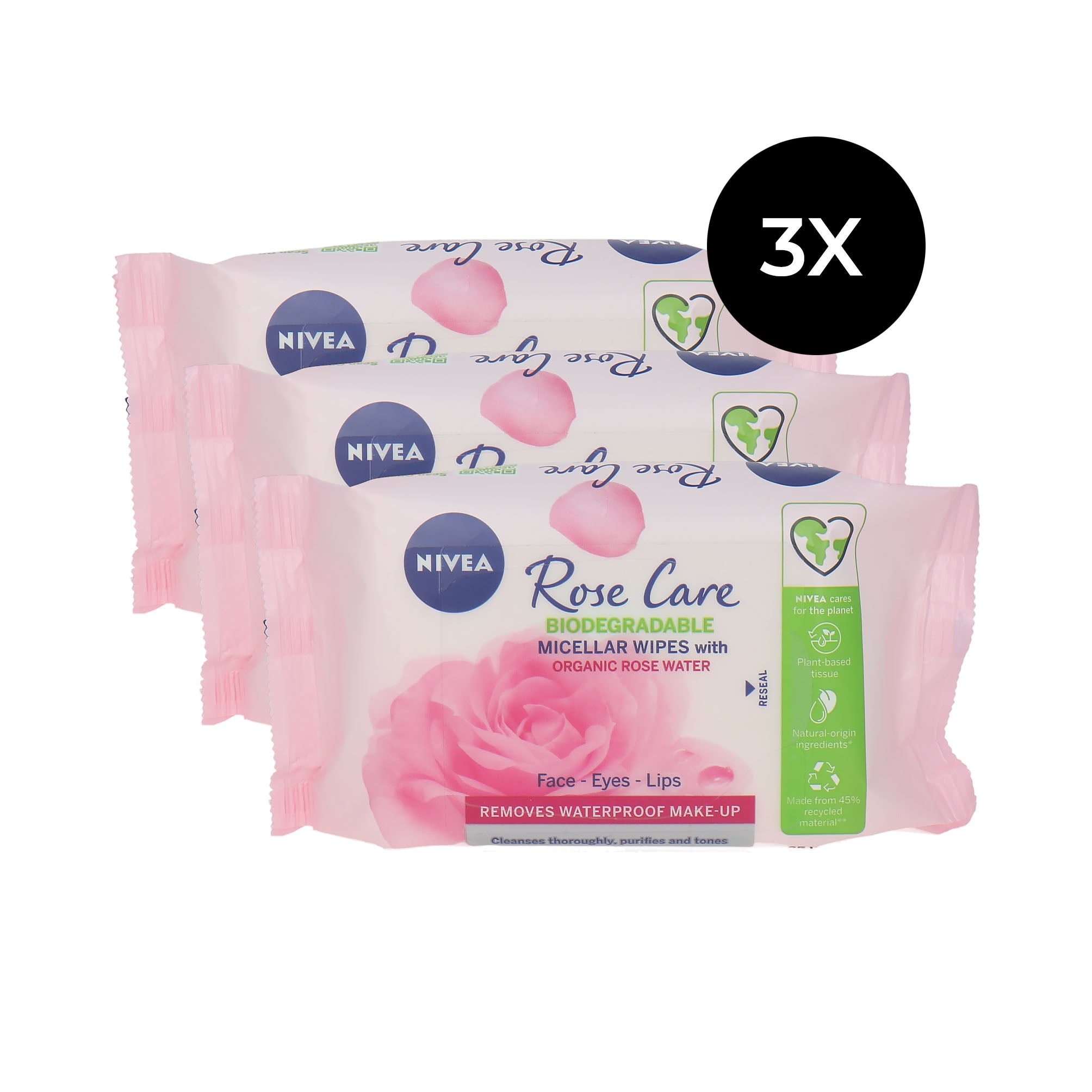 Nivea Rose Care Micellar Wipes - 25 pieces (set van 3)