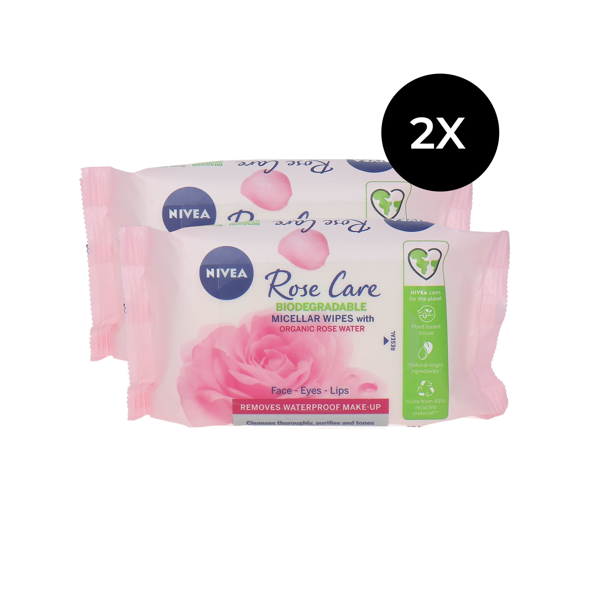 Nivea Rose Care Micellar Wipes - 25 pieces (set van 2)