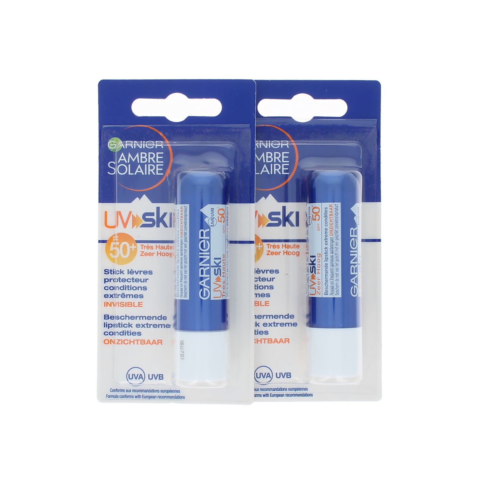 Garnier UV SKI SPF 50+ Lipbalm - 5 ml (set van 2)