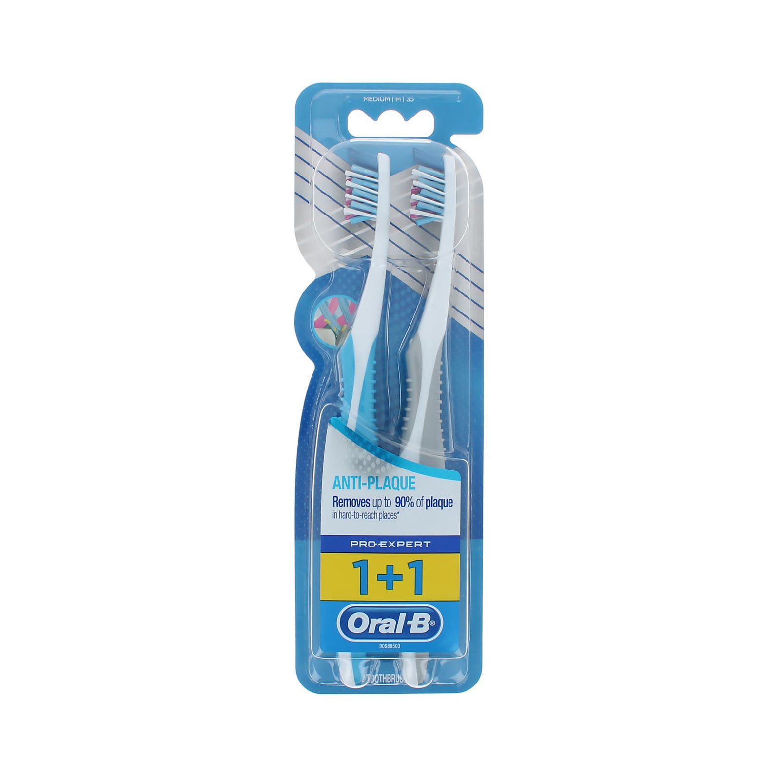 Oral-B Pro-Expert Anti-Plaque Duo Zahnbürste – 35 Mittelgrau-Hellblau