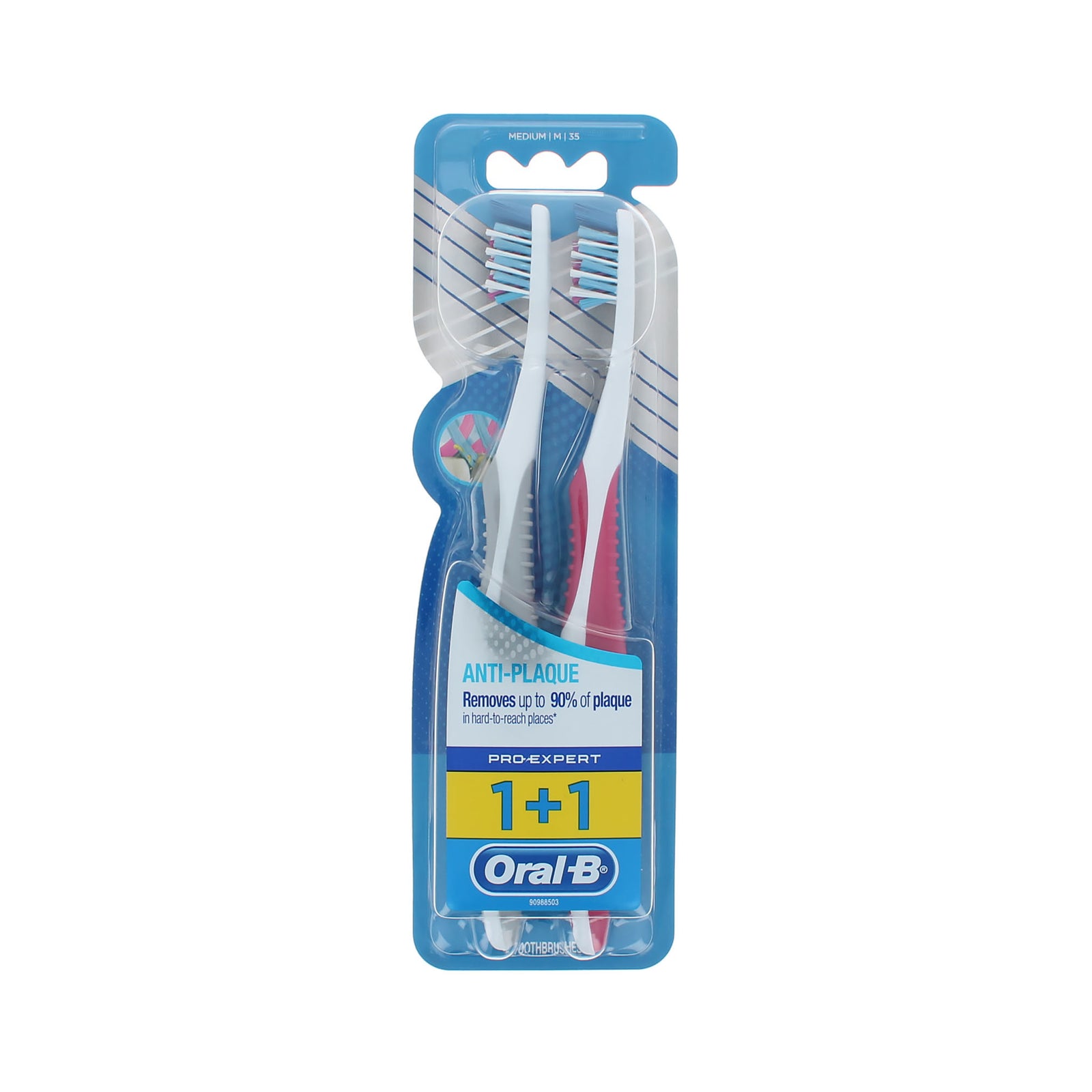 Oral-B Pro-Expert Anti-Plaque Duo Zahnbürste – 35 Medium Grau-Pink