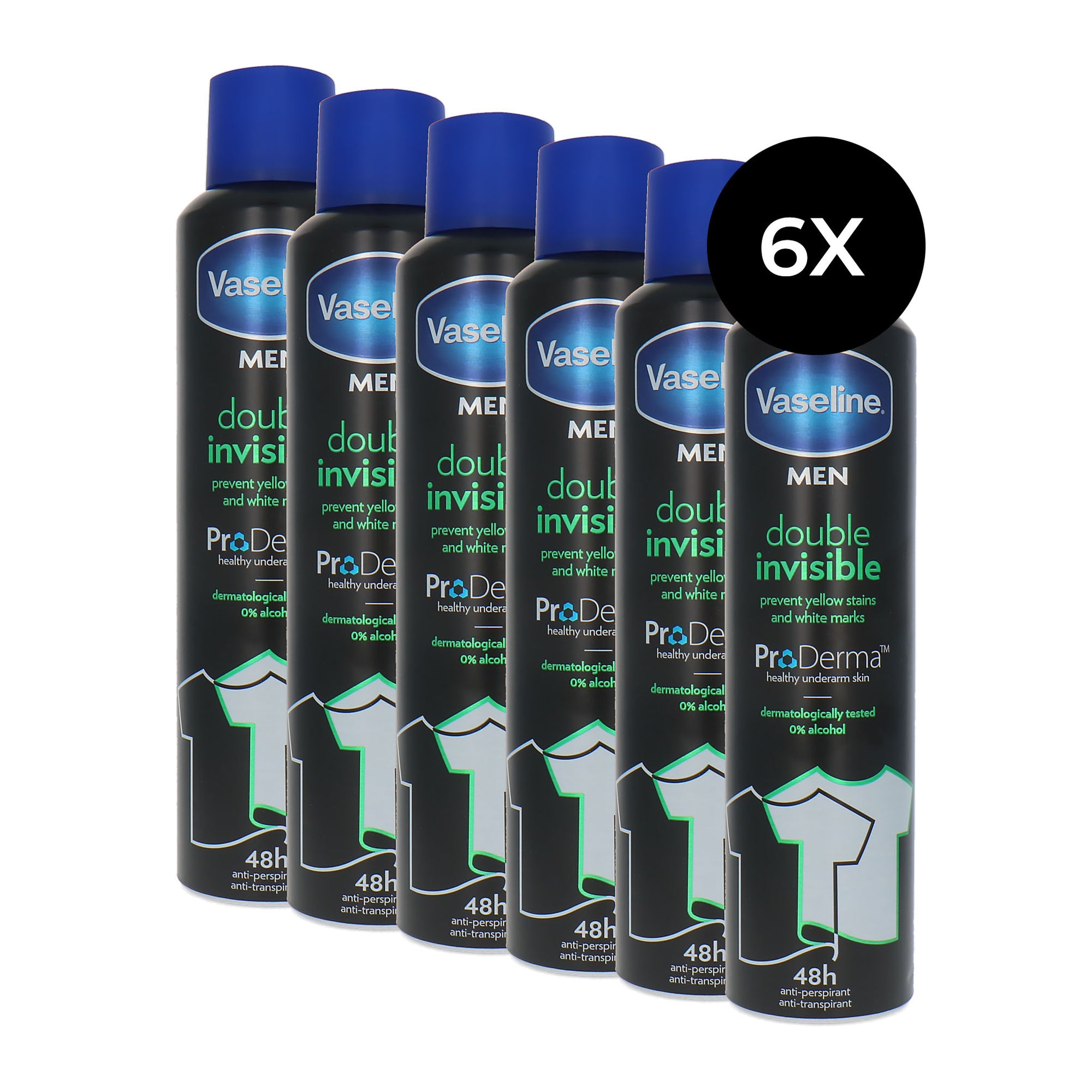 Vaseline Men Double Invisible Pro Derma Deodorant Spray - 6 x 250 ml