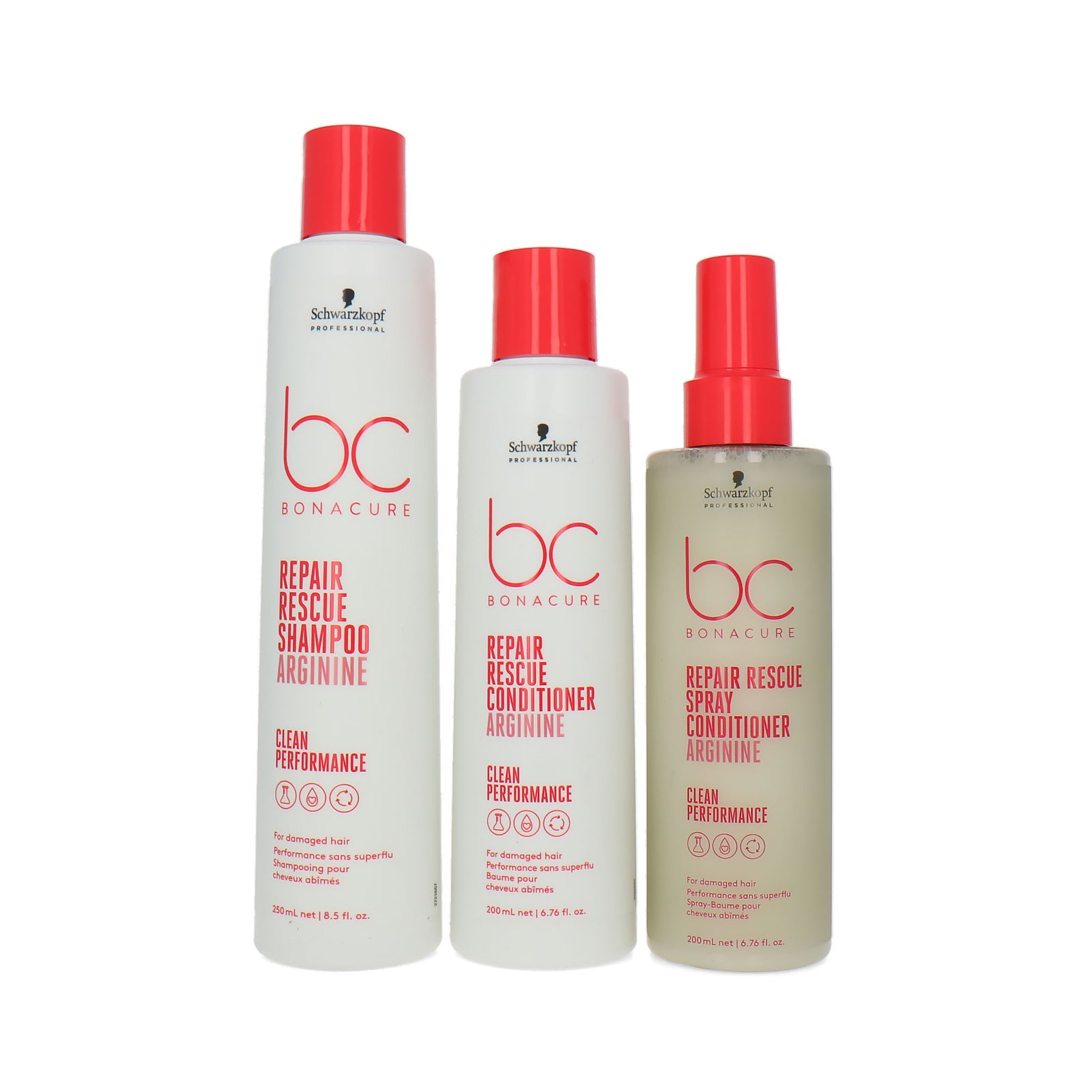 Schwarzkopf Bonacure Repair Rescue Arginine Shampoo+Conditioner+Spray Conditioner - 250-200-200 ml