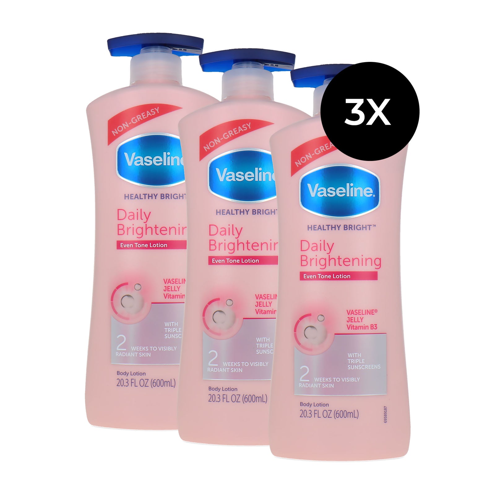 Vaseline Daily Brightening Even Tone Lotion - 3 x 600 ml