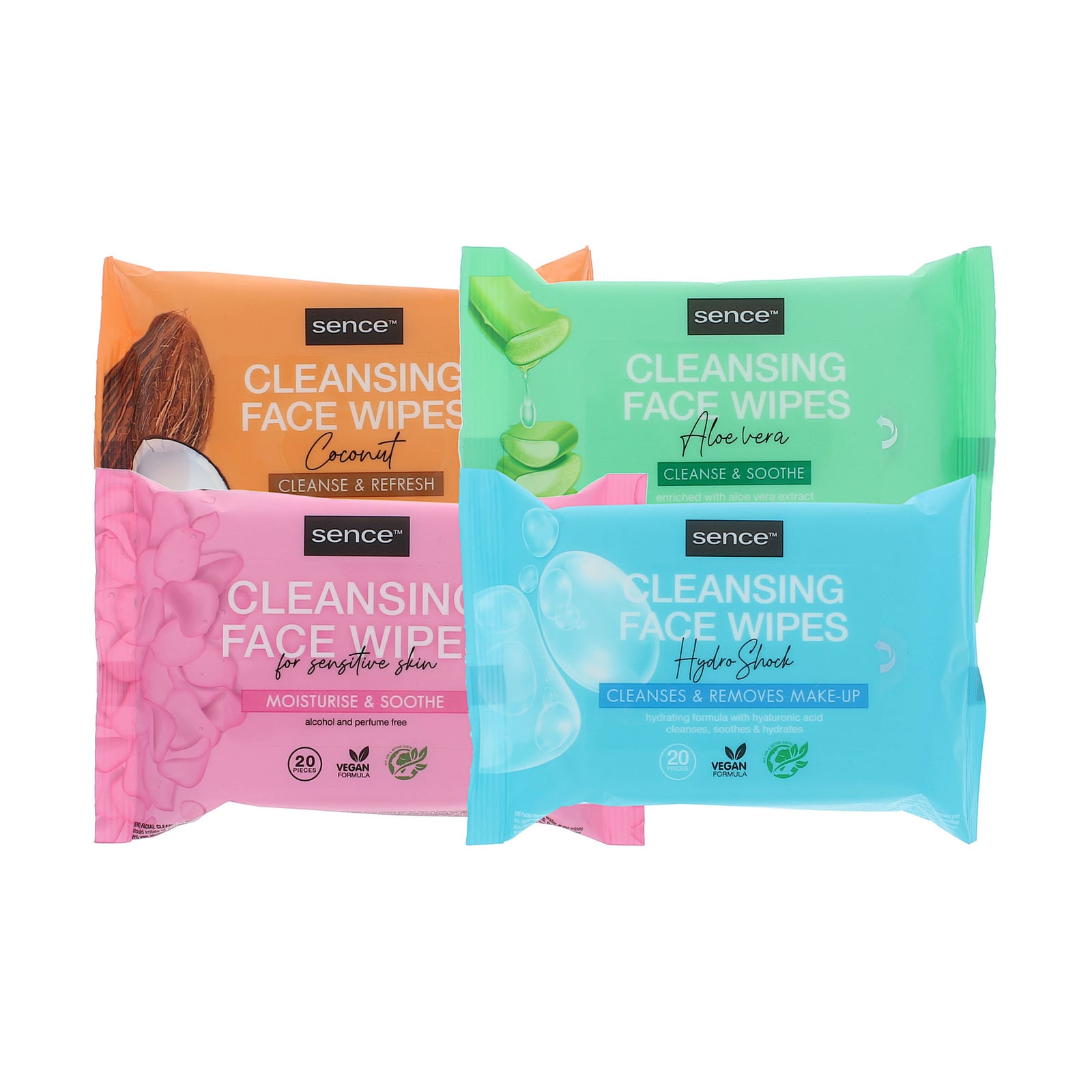 Sence Cleansing Face Wipes - 4 x 20 pieces