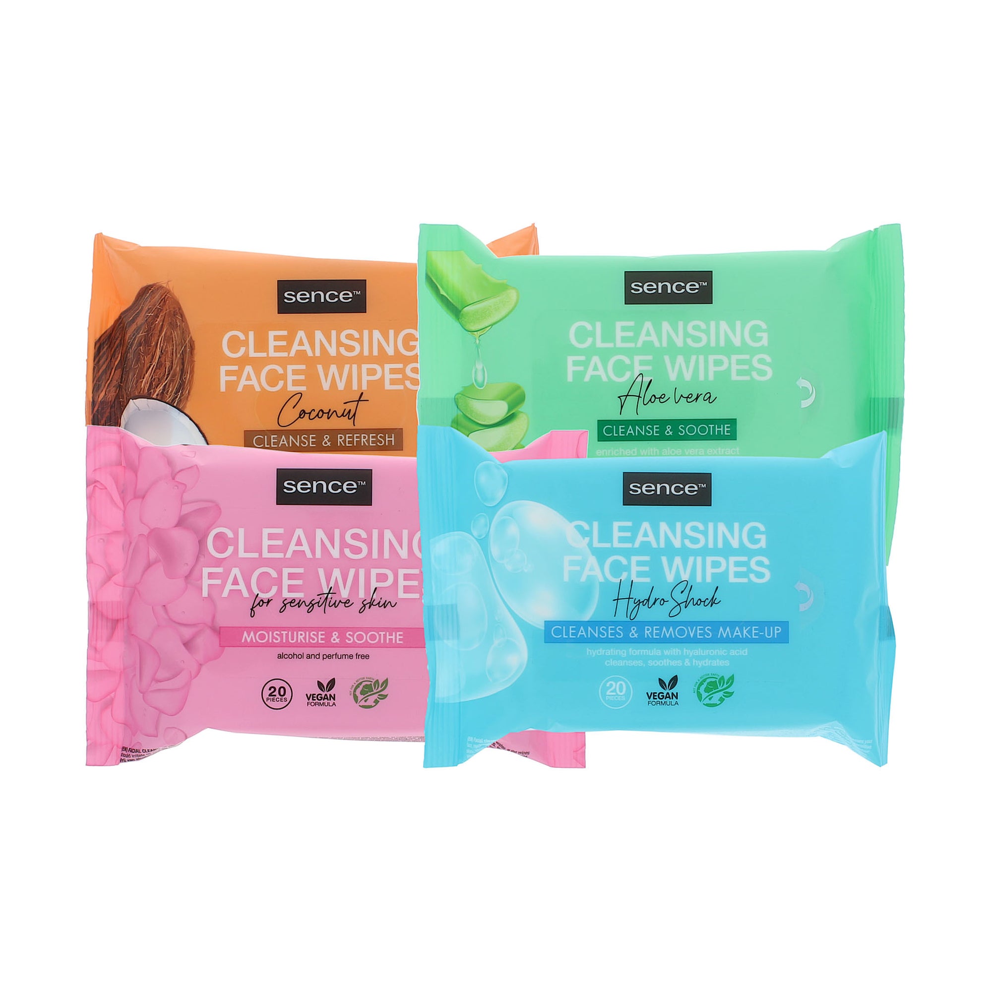 Sence Cleansing Face Wipes - 4 x 20 pieces