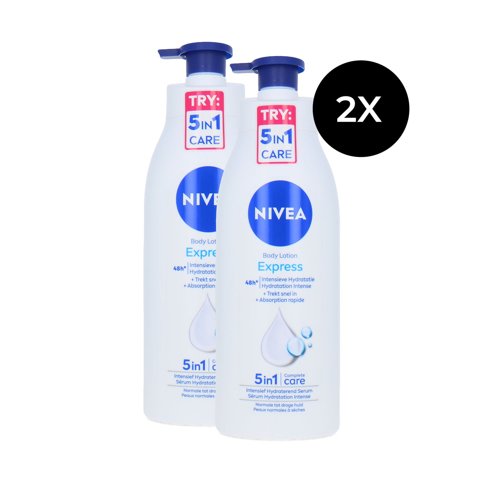 Nivea Express Body Lotion - 2 x 400 ml (voor normale tot droge huid)