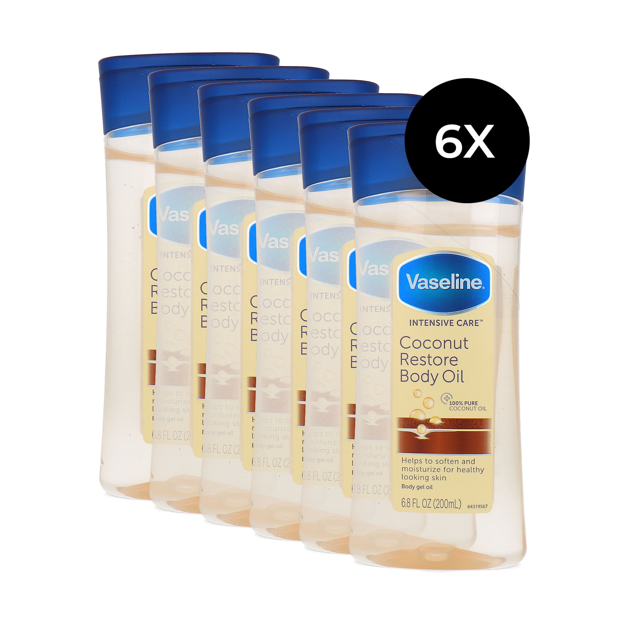 Vaseline Coconut Restore Body Oil - 6 x 200 ml