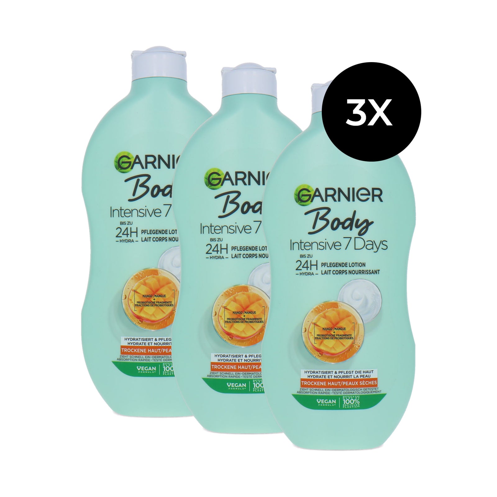 Garnier Body Intensive 7 Days Mango Body Lotion - 3 x 400 ml