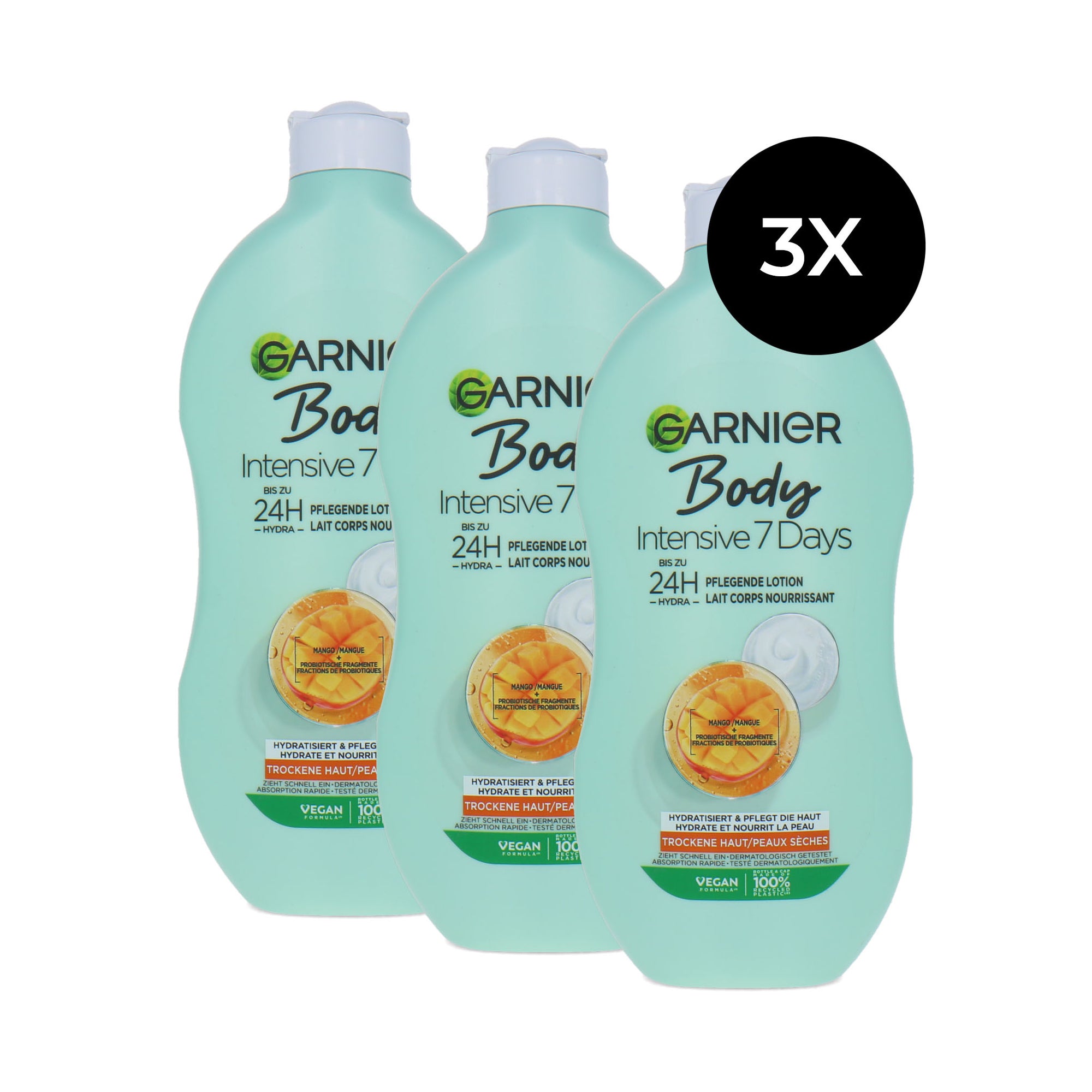 Garnier Body Intensive 7 Days Mango Body Lotion - 3 x 400 ml