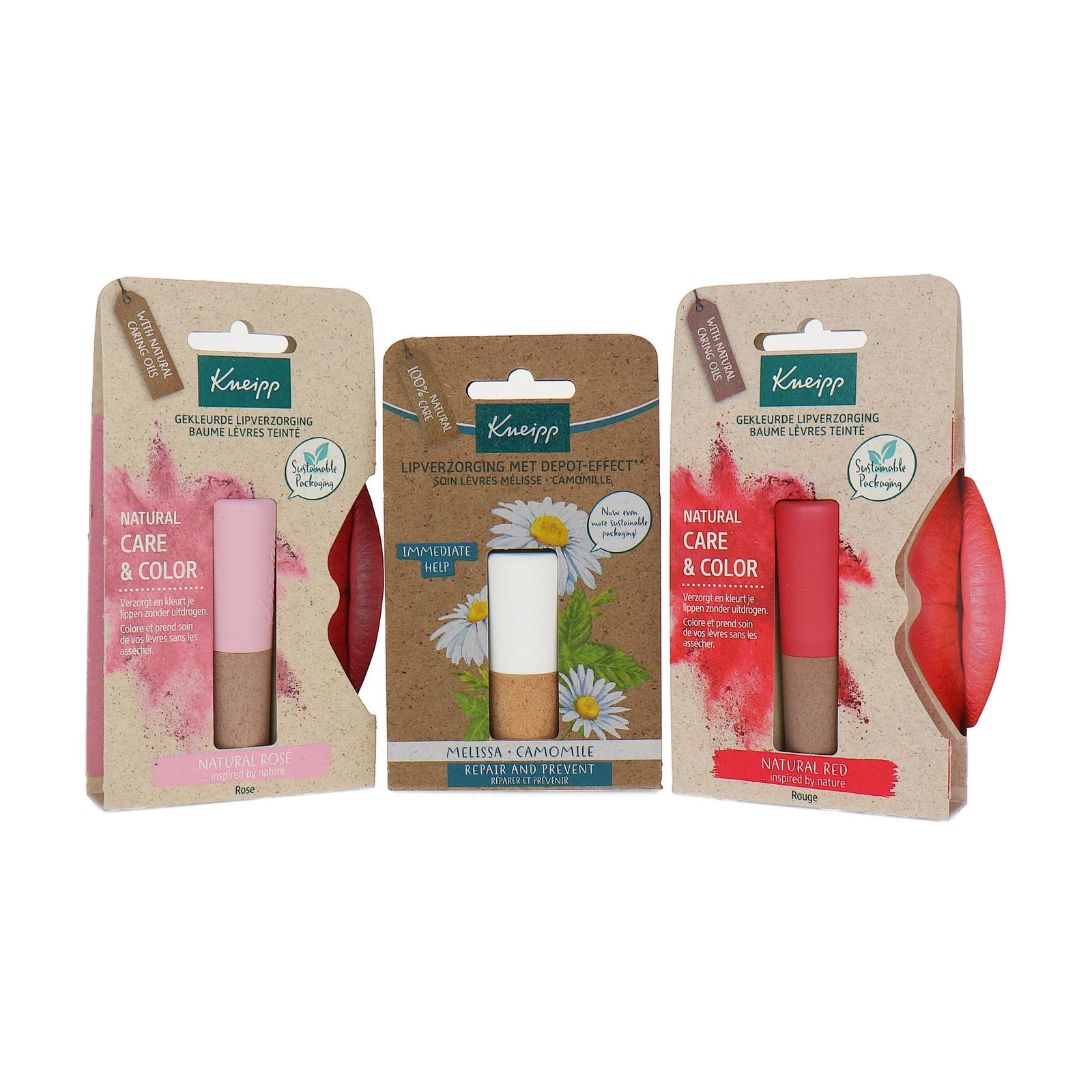 Kneipp Lip Balm Natural Care & Color - Repair And Prevent (set van 3)