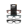 Second Glance 3 Pieces slim Frame Reading Glasses + 1.50 - Black-Brown-Grey