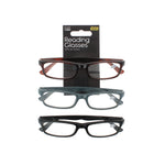 Second Glance 3 Pieces slim Frame Reading Glasses + 3.00 - Black-Brown-Grey