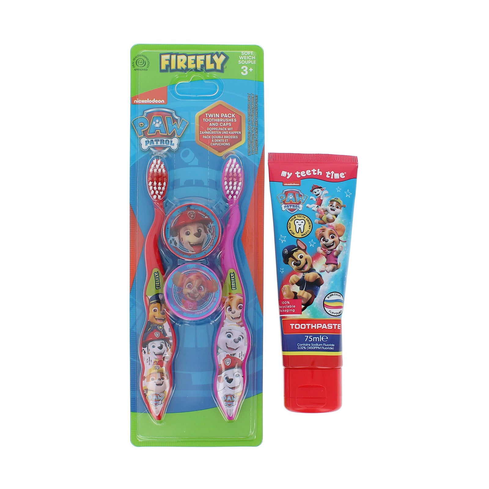 Firefly Paw Patrol Twin Pack Toothbrushes + Toothpaste